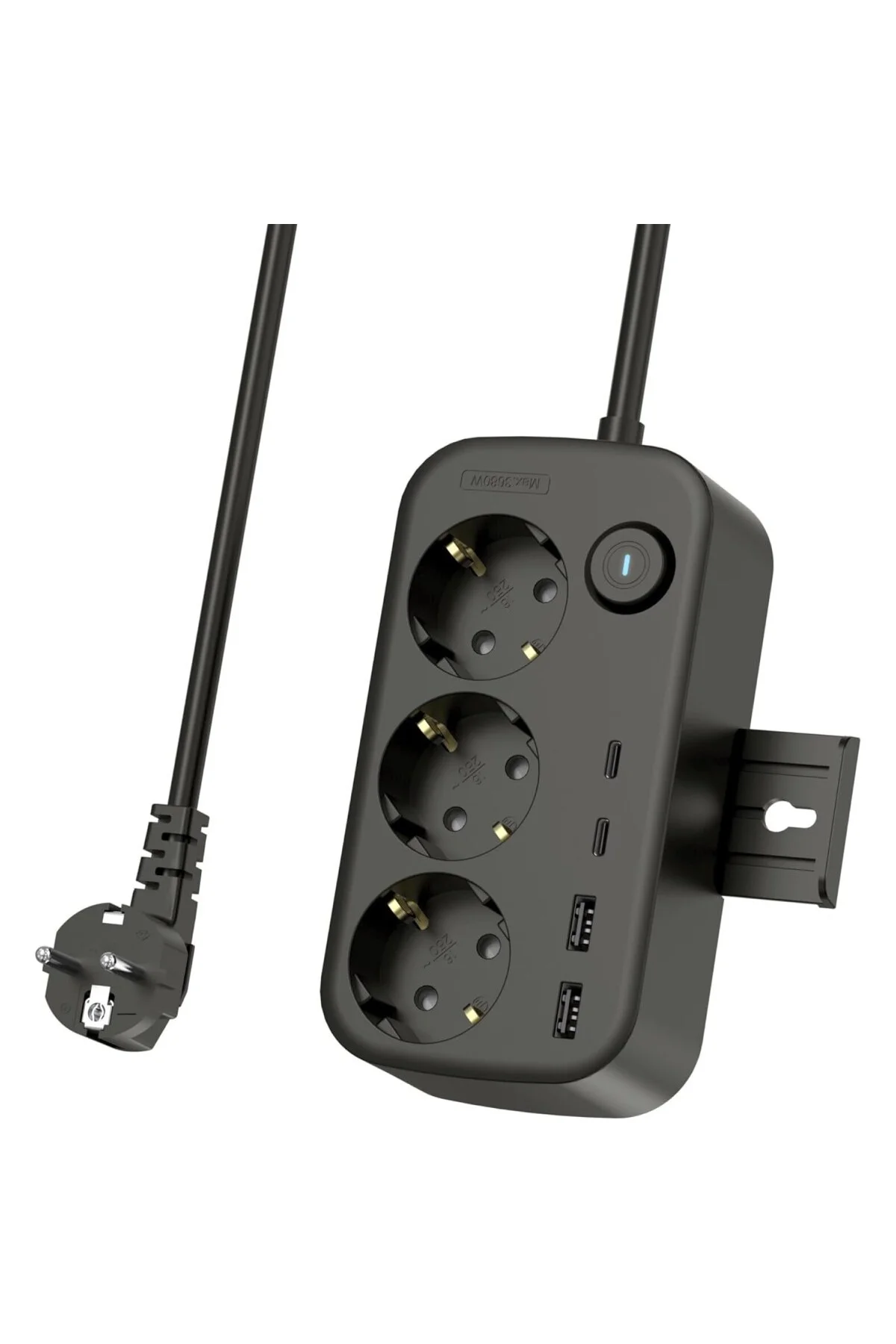 Akım Korumalı Çoklu Priz, 2 Adet USB, 2 Adet Type-C Girişi, 3 Ade