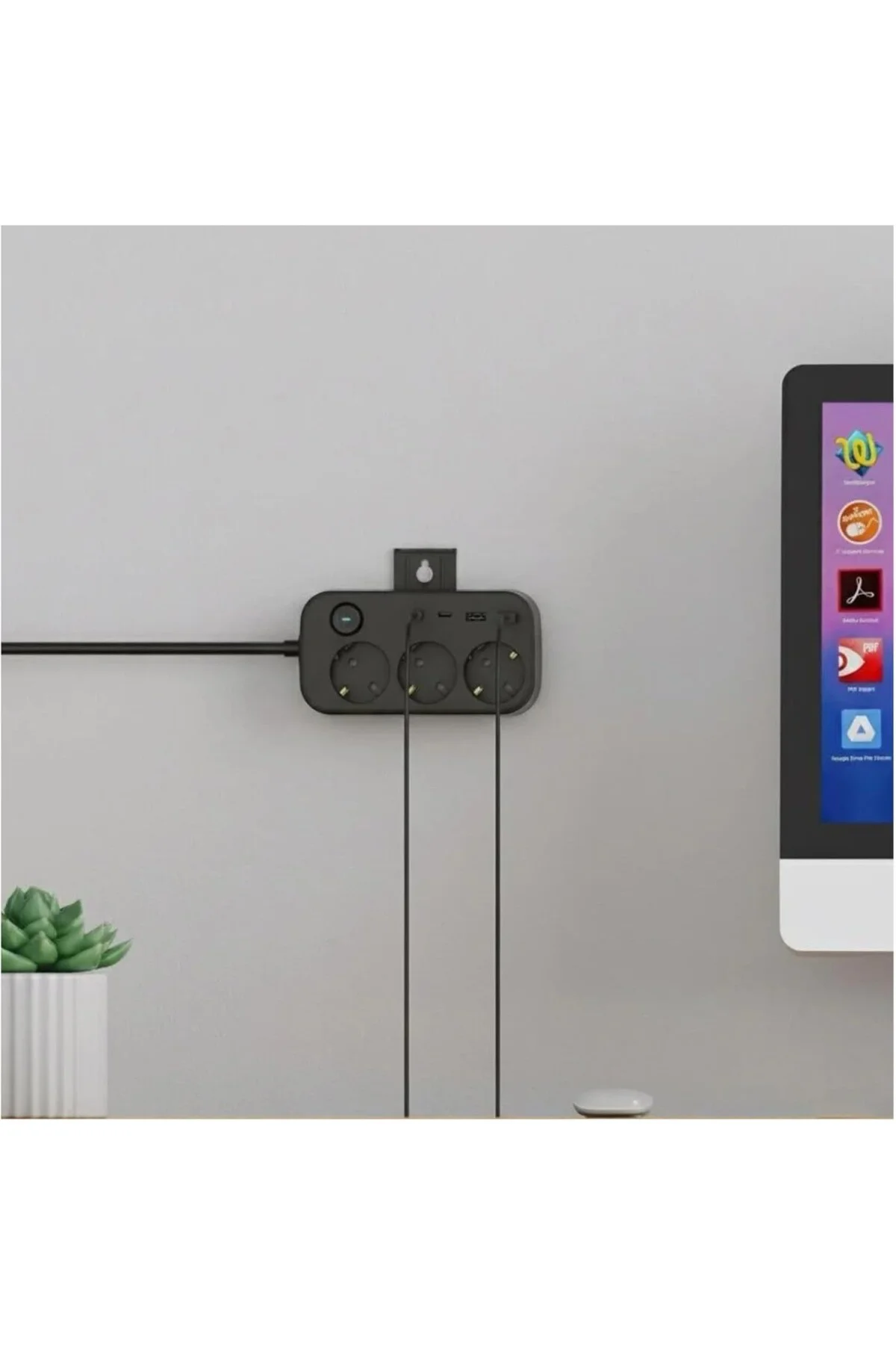 Akım Korumalı Çoklu Priz, 2 Adet USB, 2 Adet Type-C Girişi, 3 Ade