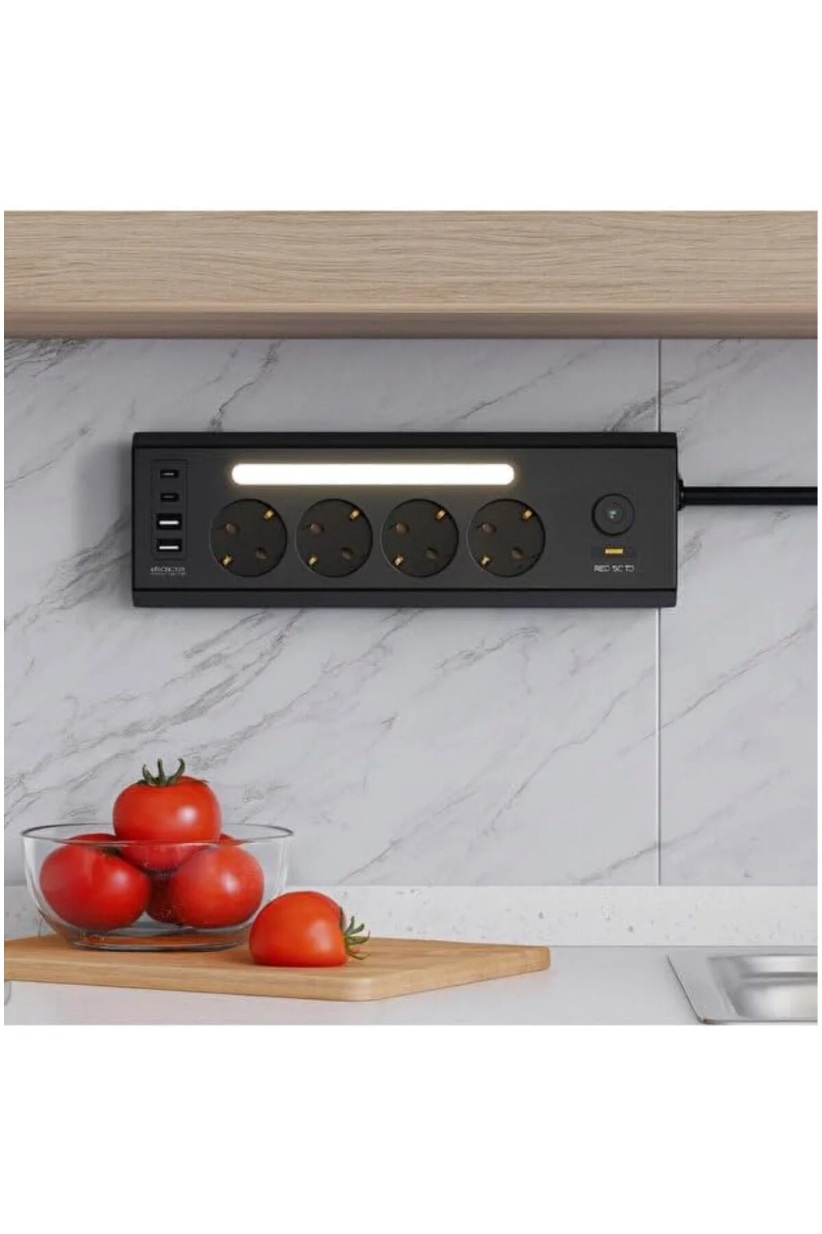 Akım Korumalı Çoklu Priz | 4 Priz Girişi + 2 USB-C + 2 USB-A Çıkı Akım Korumalı Çoklu Priz | 4 Priz Girişi + 2 USB-C + 2 USB-A Çıkı
