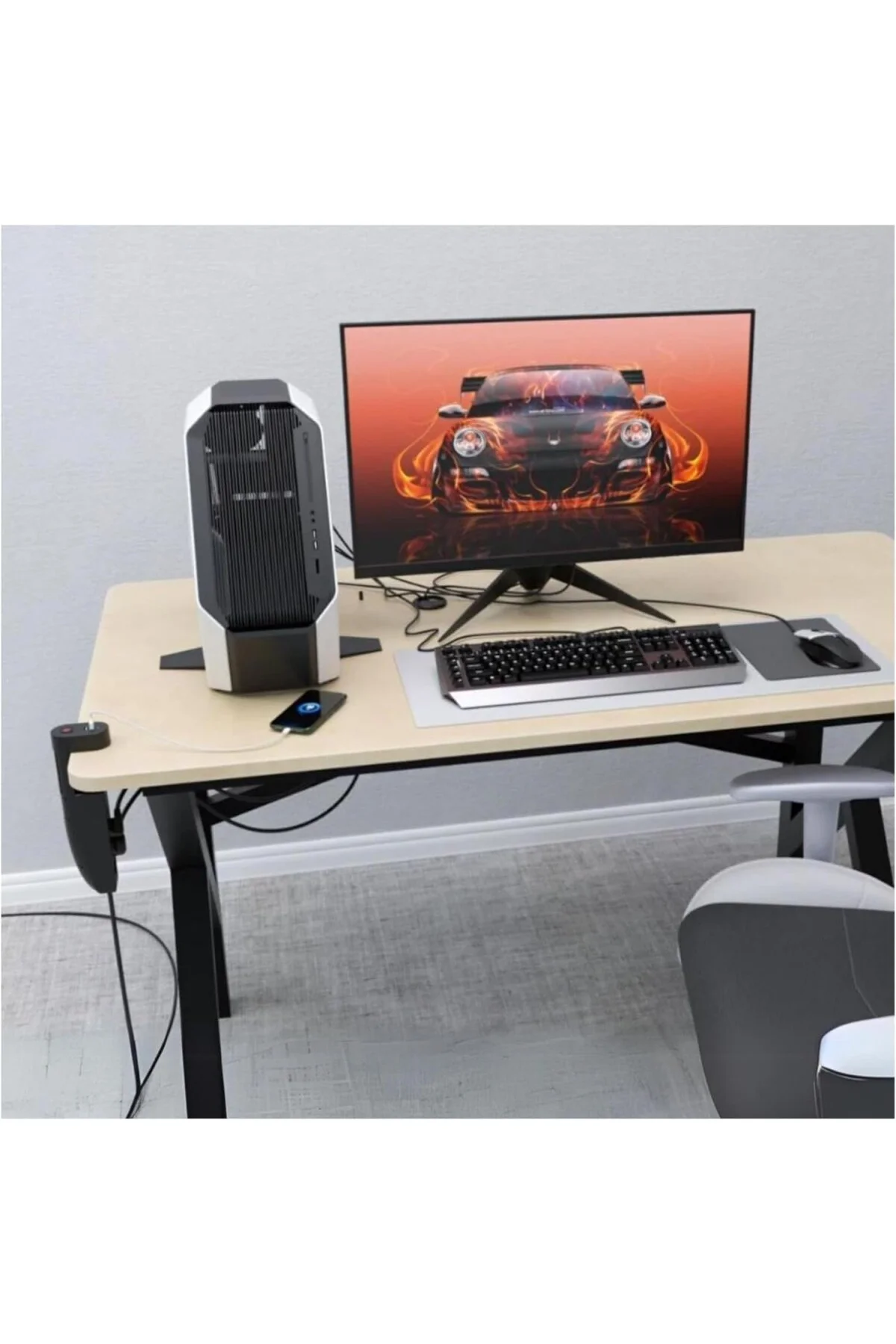 Akım Korumalı Çoklu Priz, 2 Adet USB, 1 Adet Type-C Girişi, Hızlı