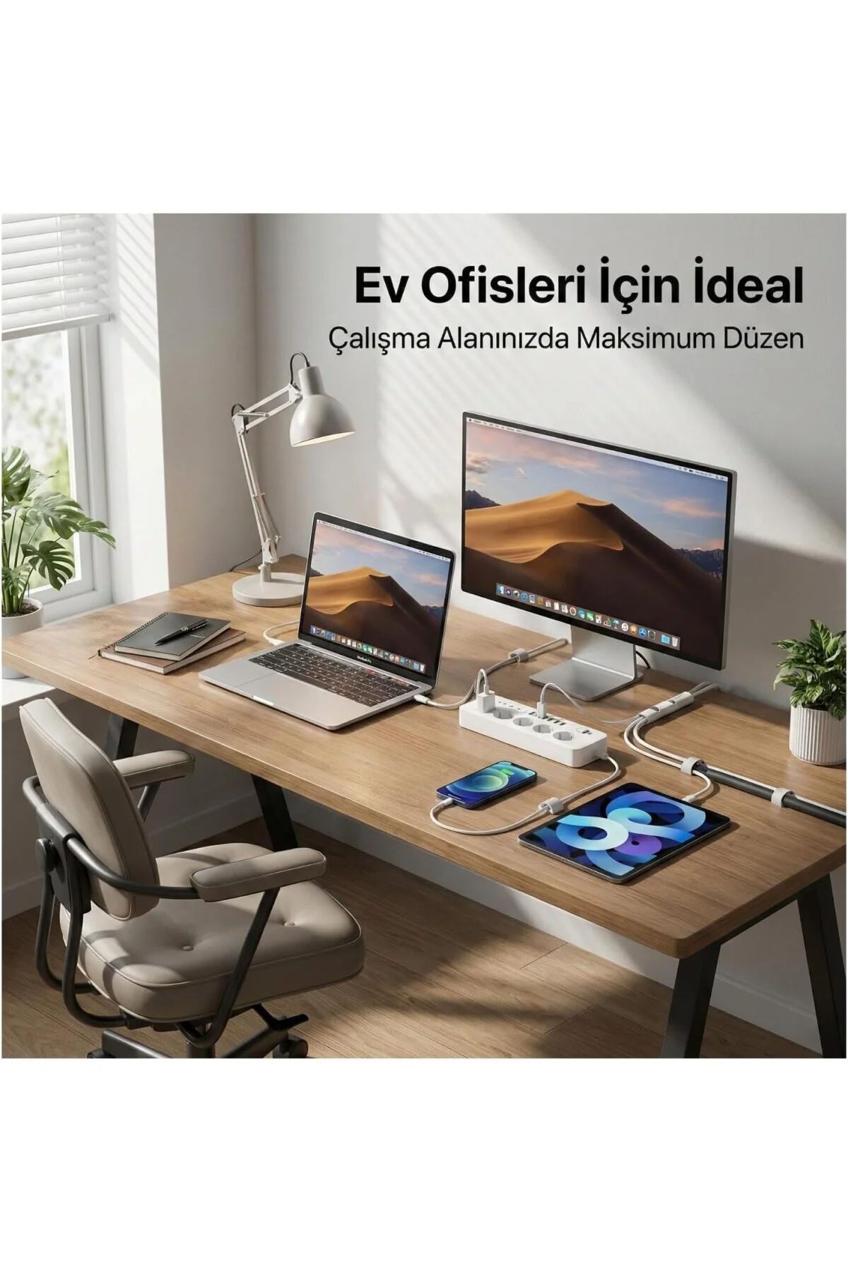 Akım Korumalı Çoklu Priz, 5 Adet USB ve Type-C Girişi, 5 Adet Pri
