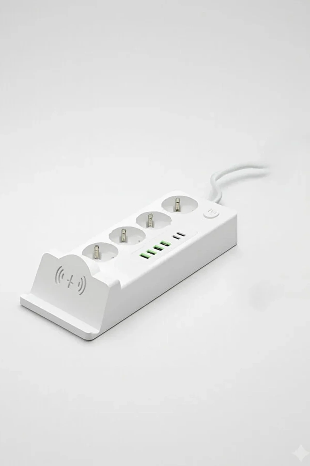 Akım Korumalı Kablosuz Şarjlı Masaüstü Priz | 4 Priz, 4 Usb, 2 Type-C - Görsel 4