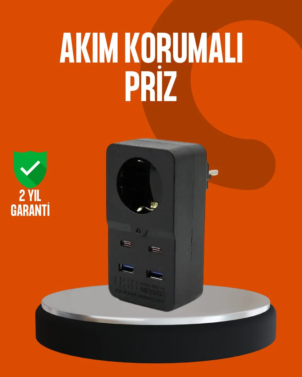 Akım Korumalı Priz 4 USB Type C Destekli Yüksek Isı Dayanımlı ve Güvenli Enerji Çözümü