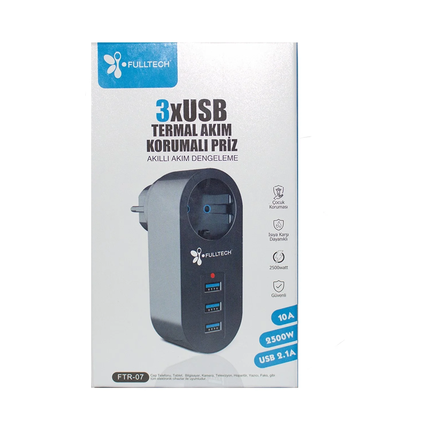 Akım Korumalı Tekli Priz - Akıllı Akım Dengeleme - 3xusb - Isıya Karşı Dayanıklı Bx40 Fiyatı, Yorumları ve Özellikleri