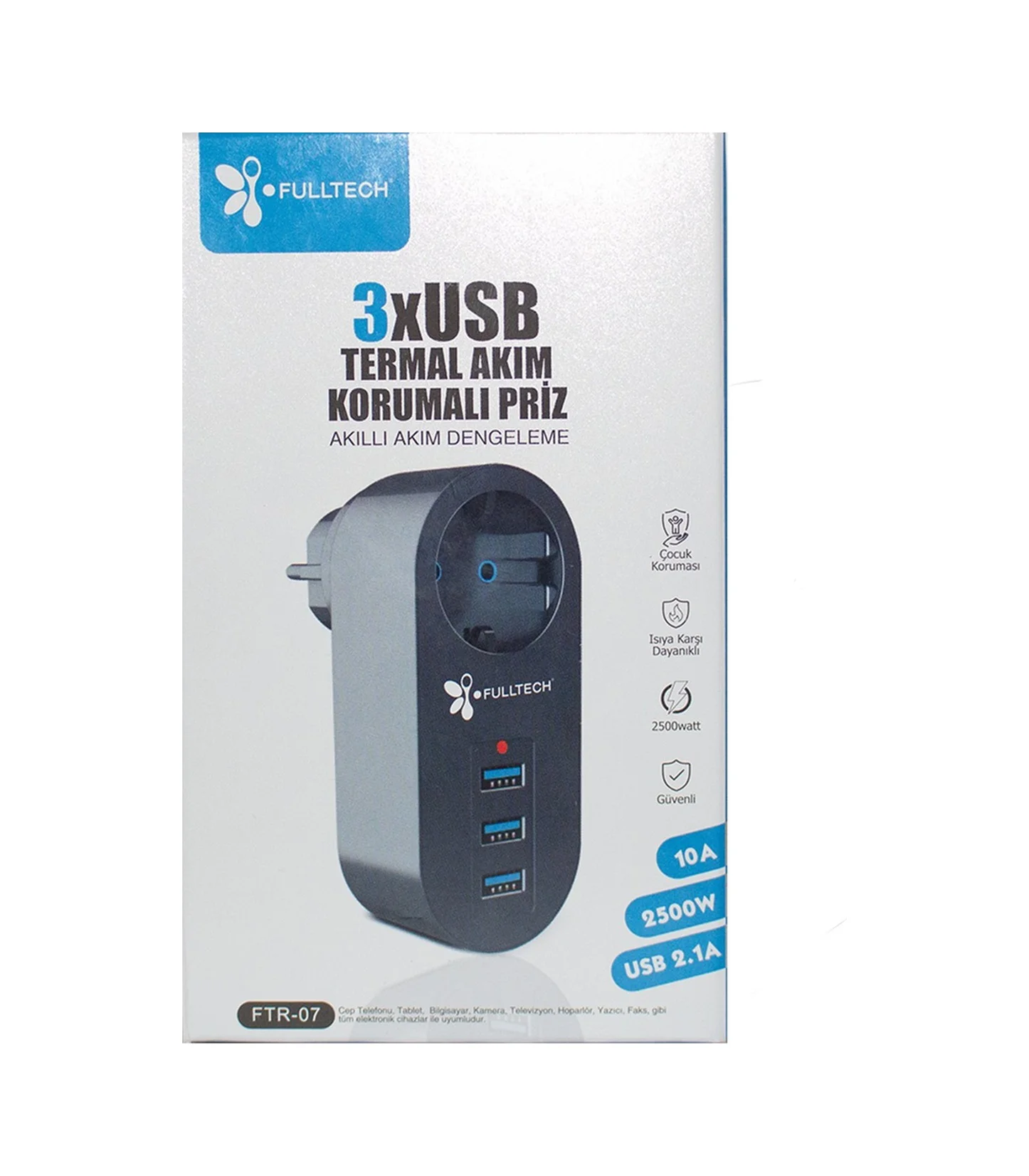 Akım Korumalı Tekli Priz - Akıllı Akım Dengeleme - 3xusb - Isıya Karşı Dayanıklı 5224 Diğer