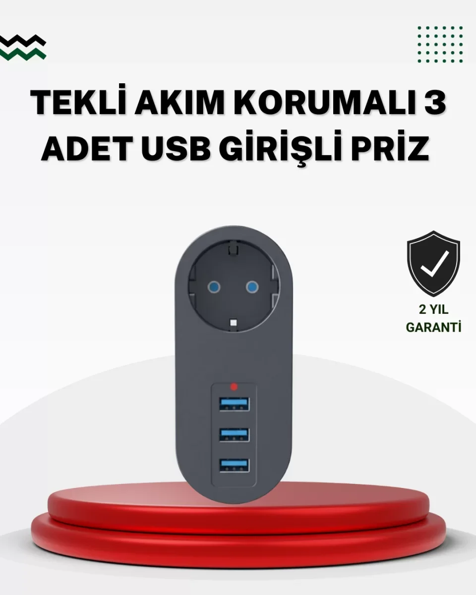 Akım Korumalı USB’li Priz – Güçlü 2500W, Isı ve Çocuk Koruması - Lisinya Akım Korumalı USB’li Priz – Güçlü 2500W, Isı ve Çocuk Koruması - Lisinya