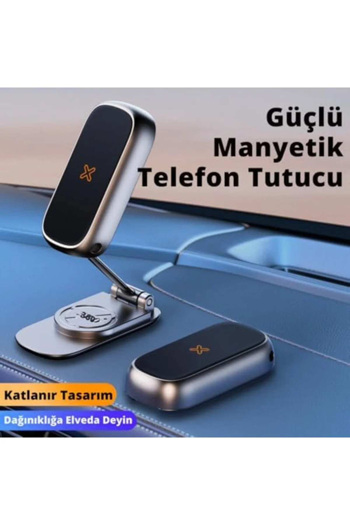 Akmanshopx Ultra Güçlü Mıknatıslı 360 Döner Alüminyum Araç İçi Telefon Tutucu Masaüstü Telefon Tutuc