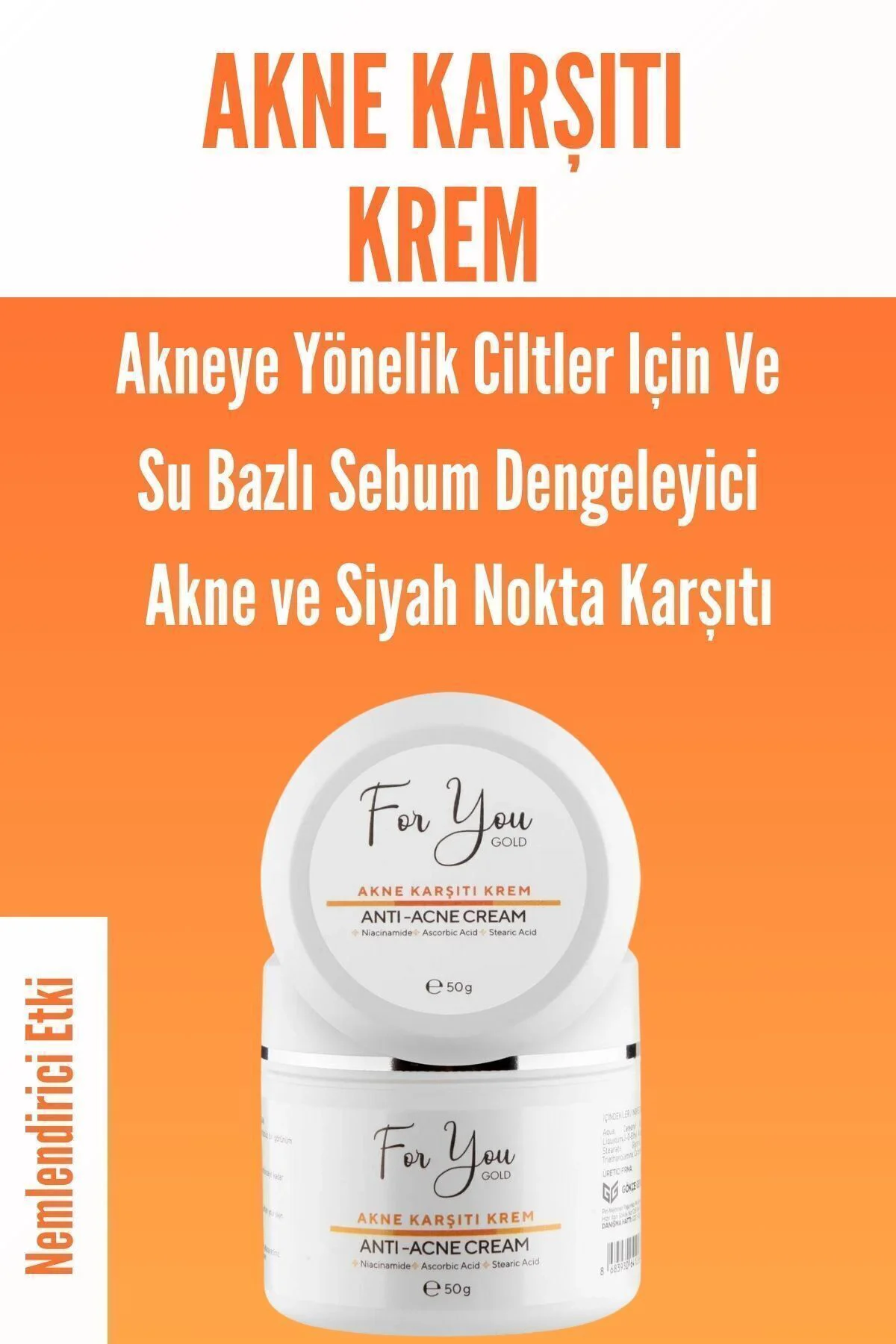 Akne Karşıtı Krem, Akneye Yönelik Ciltler Için Ve Su Bazlı Sebum 