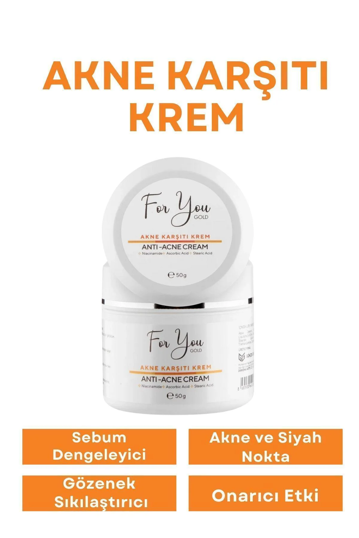 Akne Karşıtı Krem, Akneye Yönelik Ciltler Için Ve Su Bazlı Sebum 