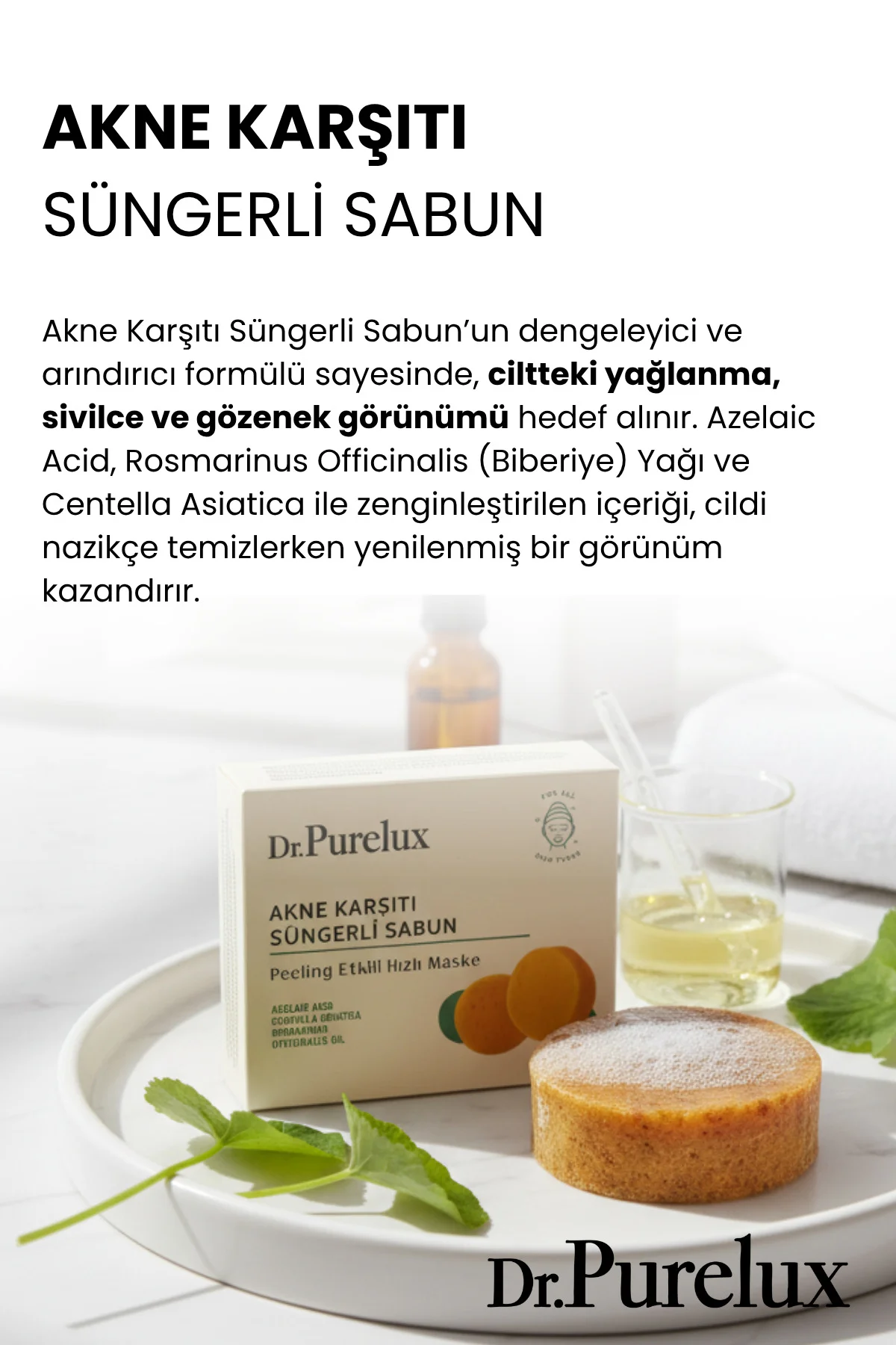 Akne ve Siyah Nokta Karşıtı Peeling Etkili Süngerli Sabun (Hızlı 