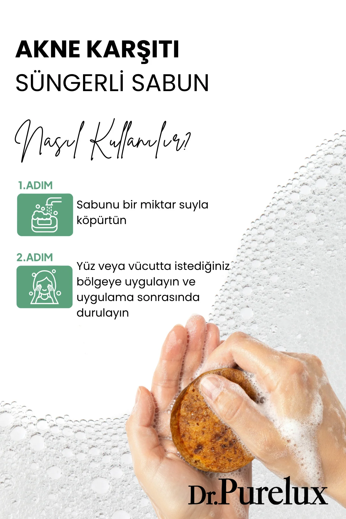 Akne ve Siyah Nokta Karşıtı Peeling Etkili Süngerli Sabun (Hızlı 