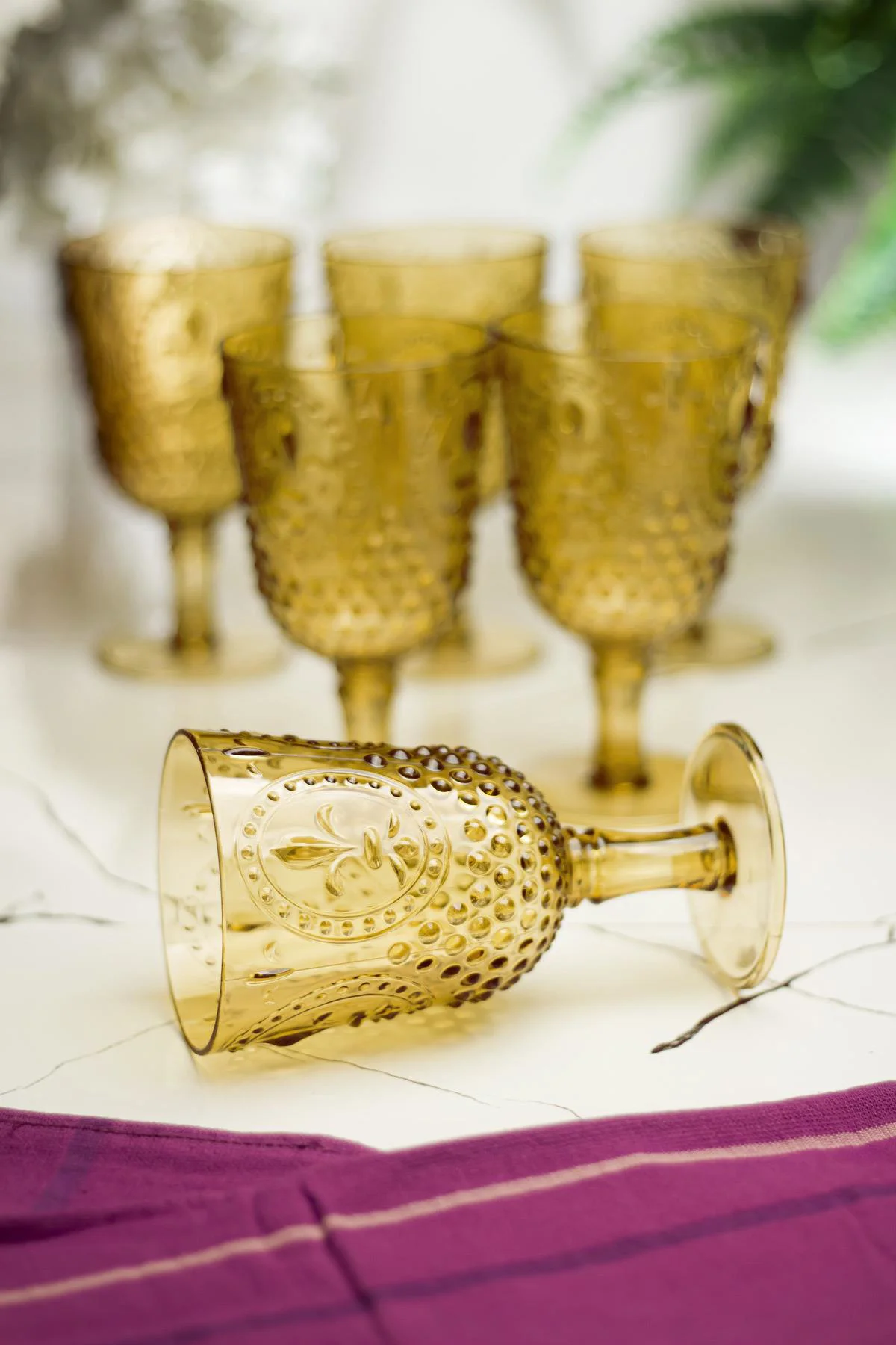 Akrilik Amber 6'lı Kadeh &amp; Su Meşrubat Kahve Yanı Bardağı 450 ml ( Cam Değildir )