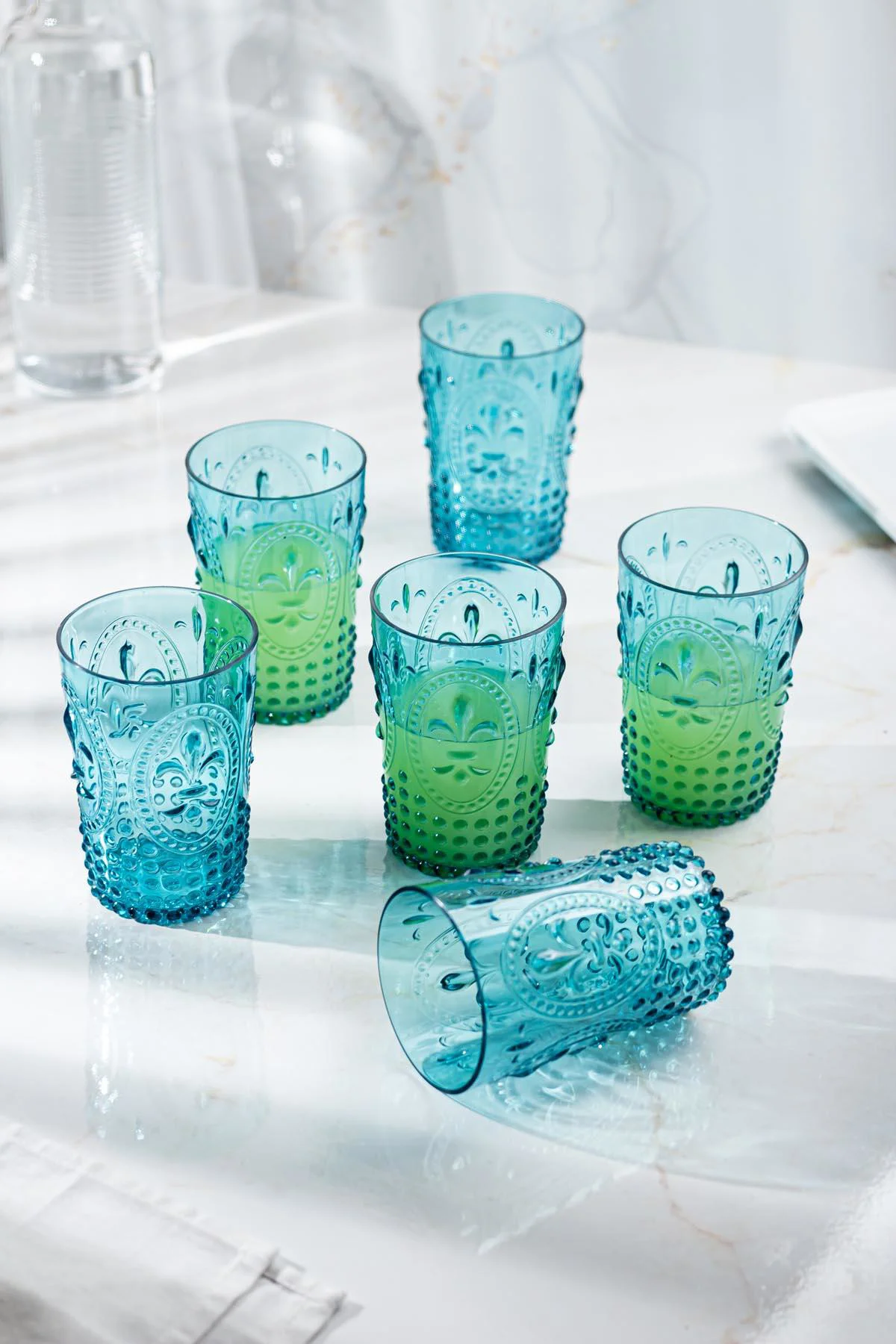 Akrilik Aquamarin 6'lı Kısa Bardak Seti 400 ml - Kırılmaz Cam Alternatif