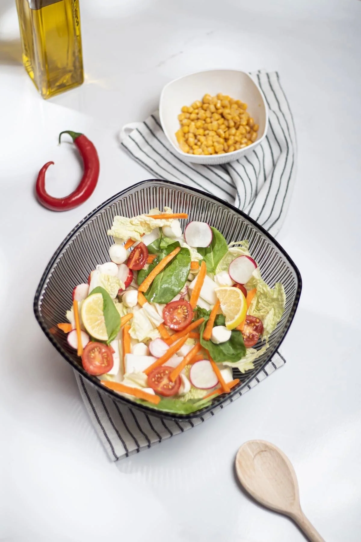 Akrilik Barok Füme Büyük Kare Meyve & Salata Kasesi & Karıştırma 