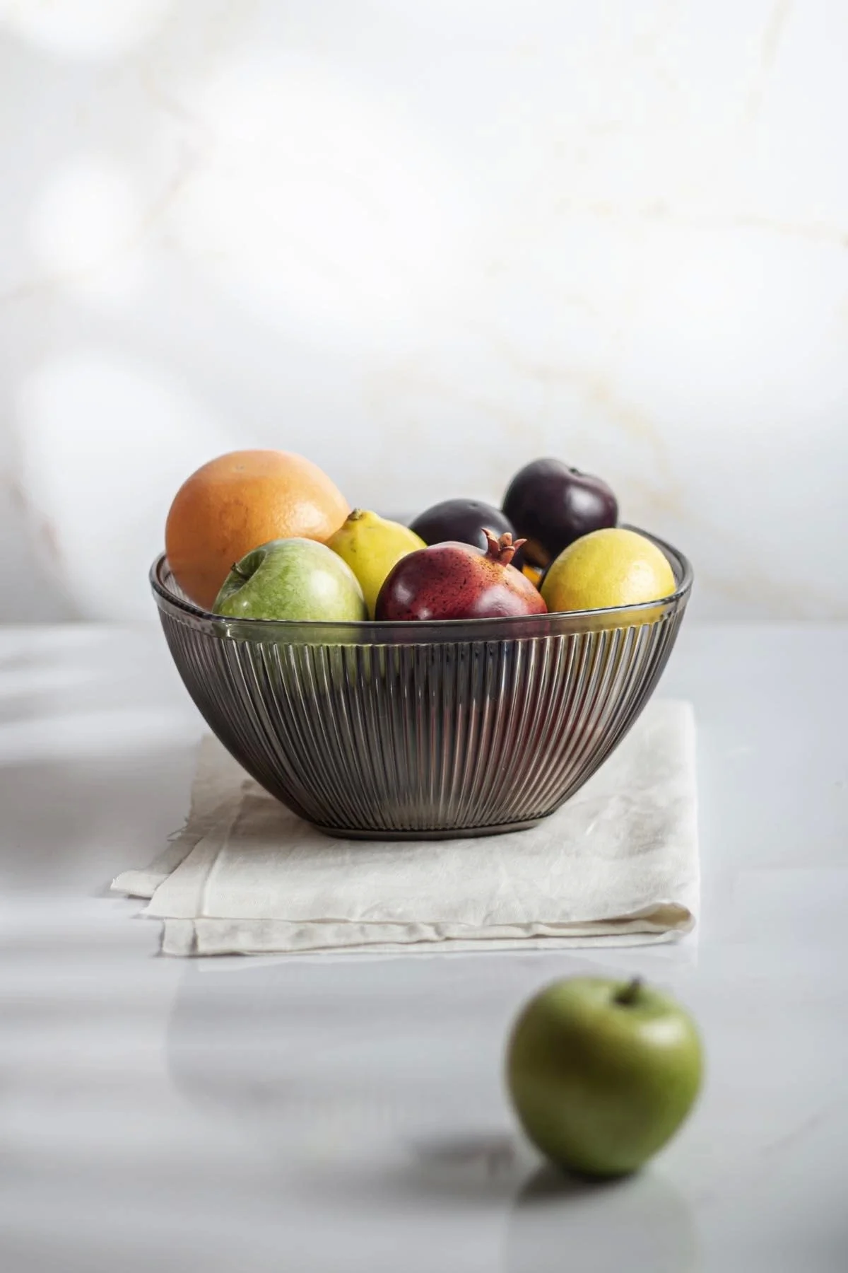 Akrilik Barok Füme Büyük Kare Meyve & Salata Kasesi & Karıştırma 