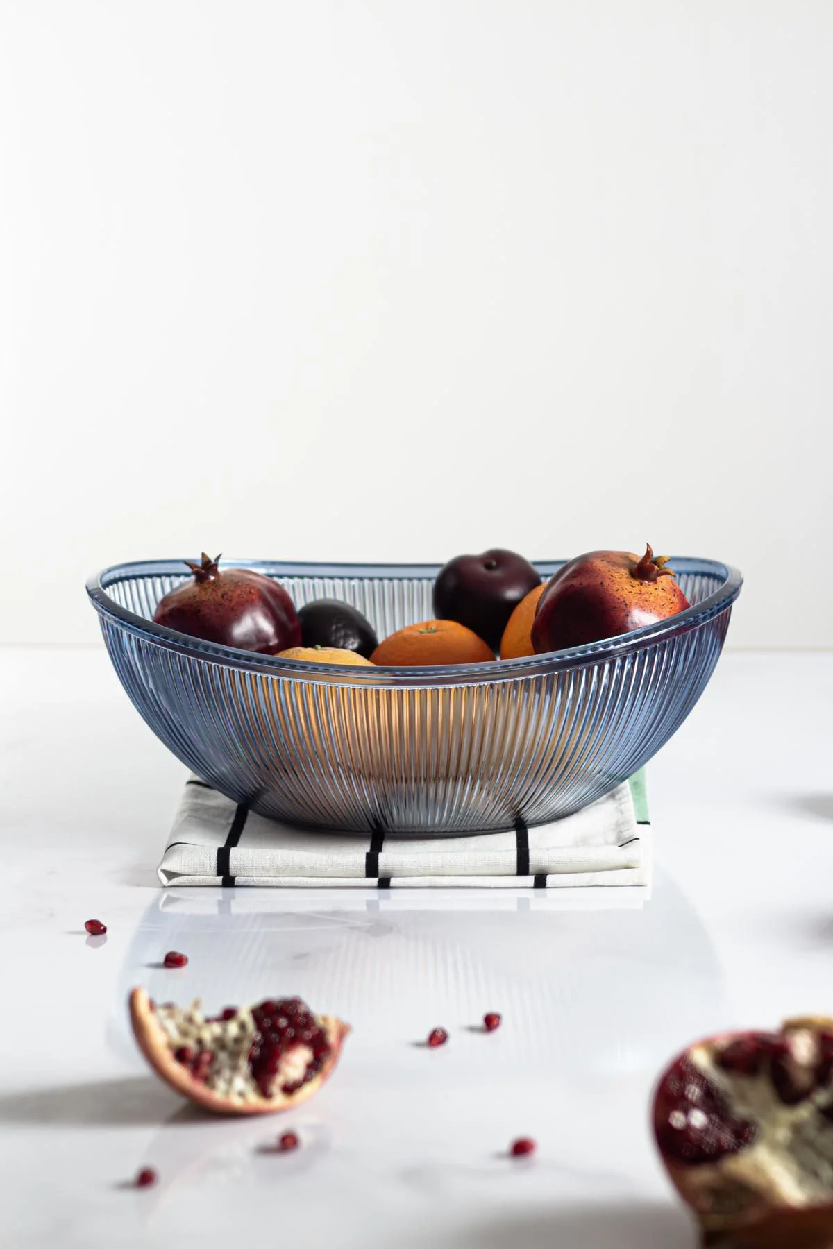 Akrilik Barok Lacivert Büyük Oval Meyve &amp; Salata Kasesi &amp; Karıştırma Kabı / 3,3 Lt  (CAM DEĞİLDİR)