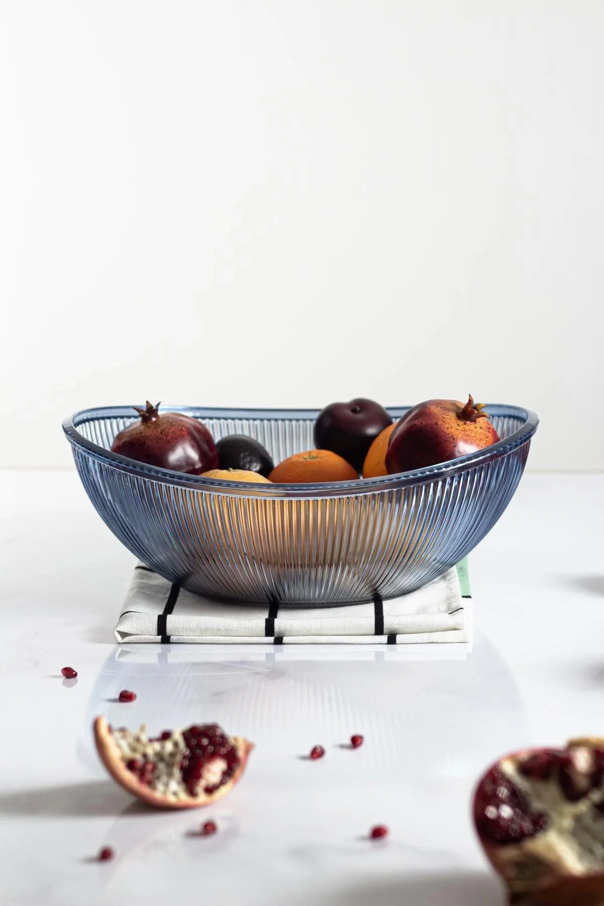 Akrilik Barok Lacivert Büyük Oval Meyve & Salata Kasesi & Karıştı