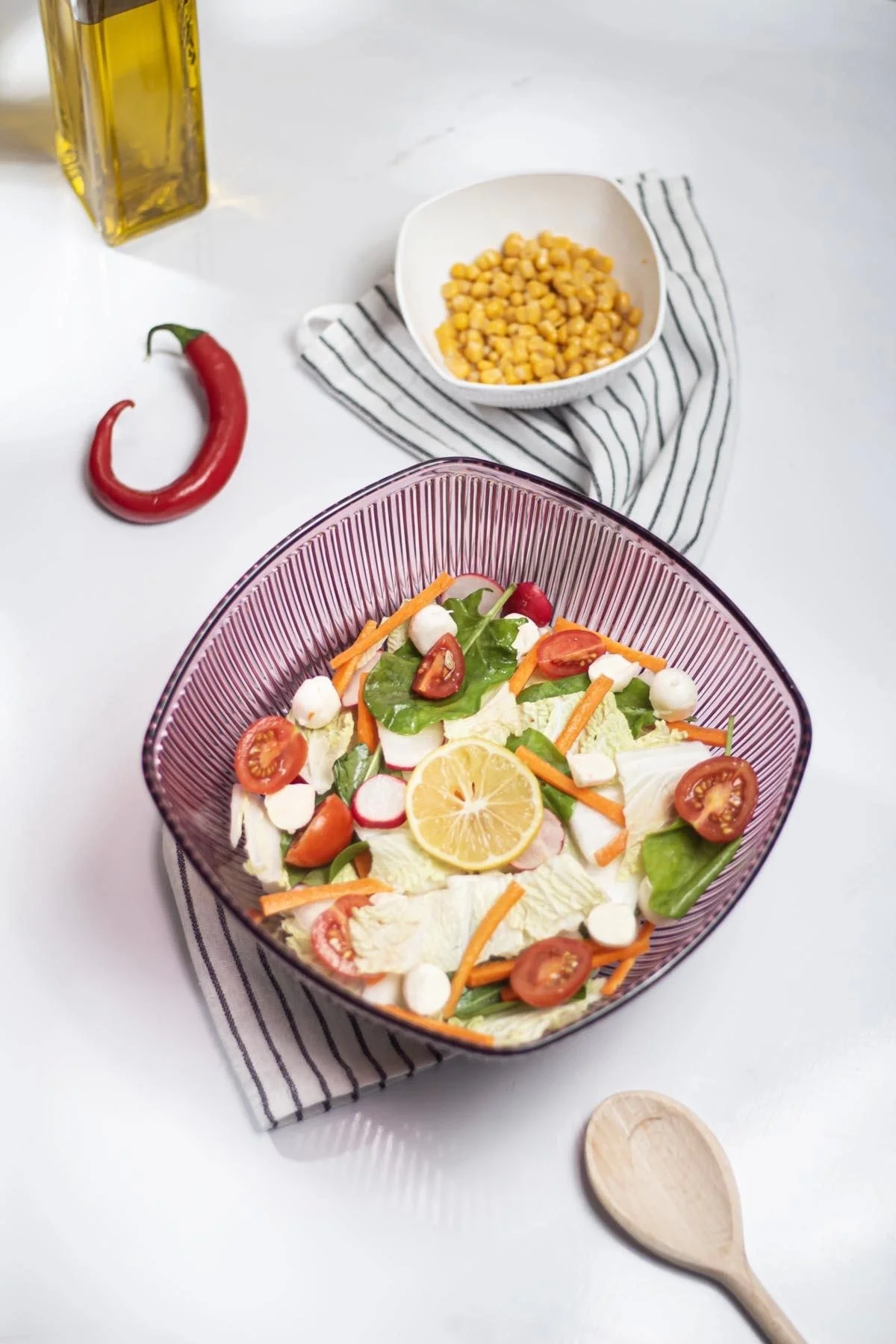 Akrilik Barok Mürdüm Büyük Kare Meyve & Salata Kasesi & Karıştırm