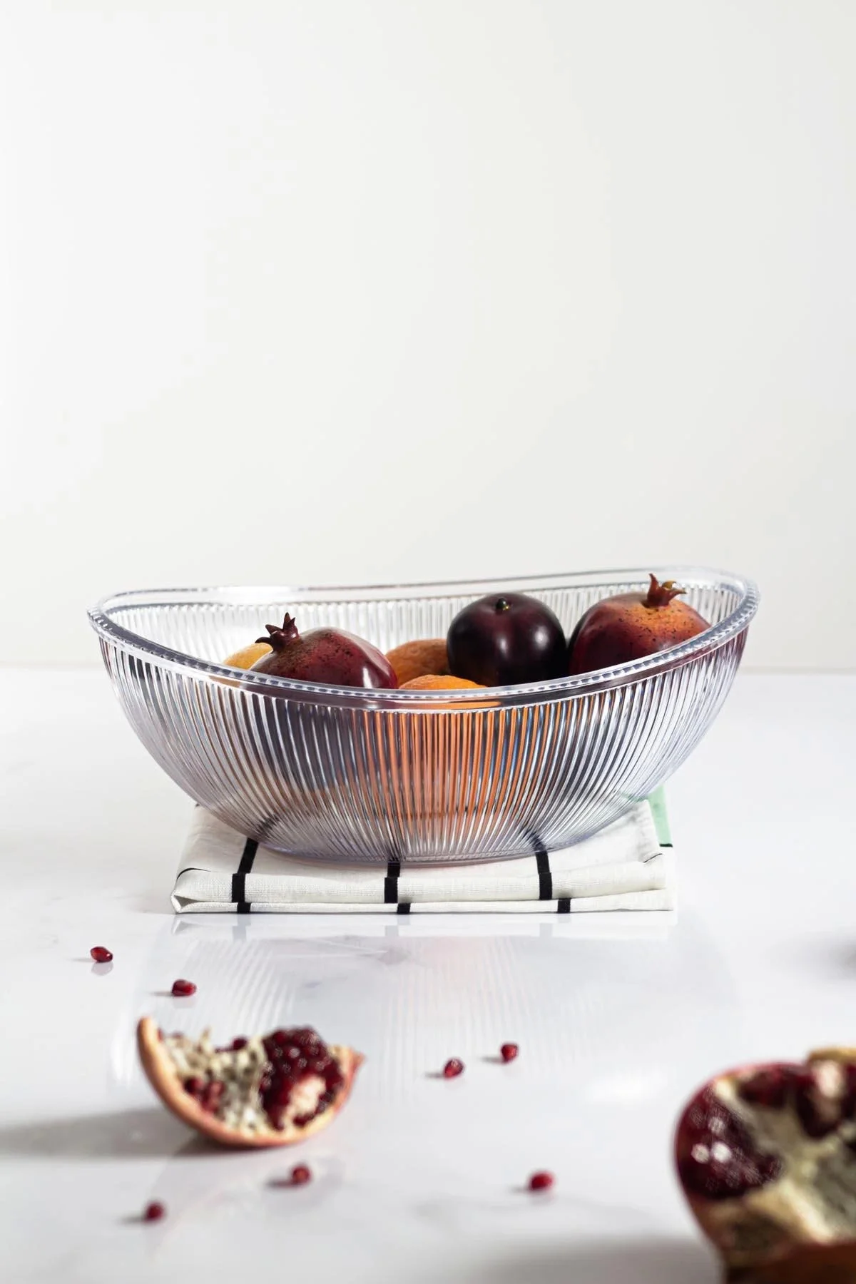 Akrilik Barok Şeffaf Büyük Oval Meyve & Salata Kasesi & Karıştırm