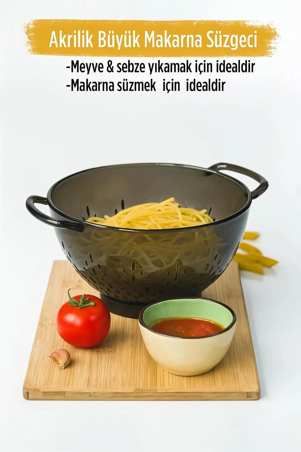 Akrilik Füme Makarna Süzgeçi & Sebze Meyve Süzgeçi Akrilik Füme Makarna Süzgeçi & Sebze Meyve Süzgeçi