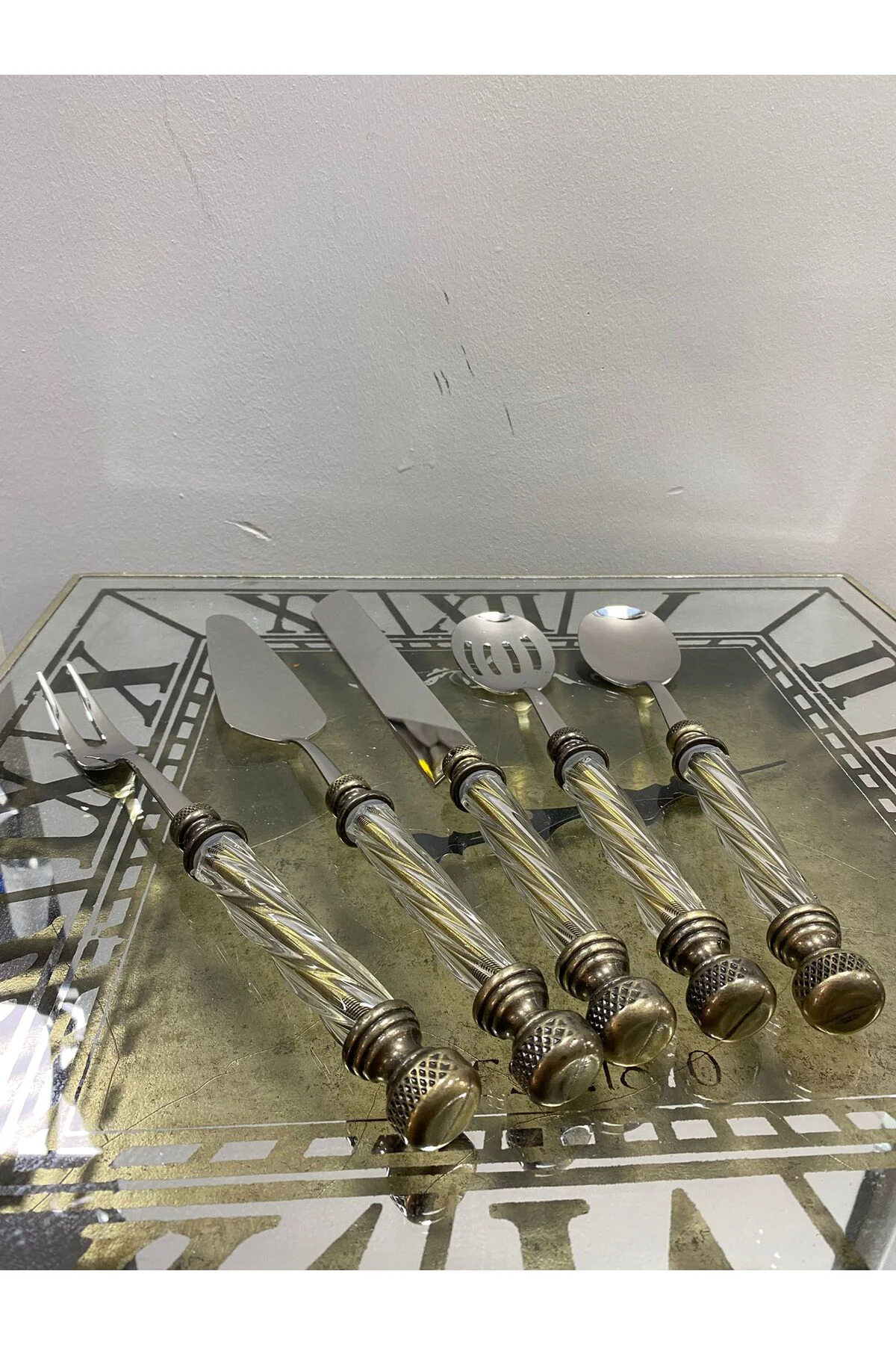 Akrilik Glass 5 Parça Servis Seti - Bronz