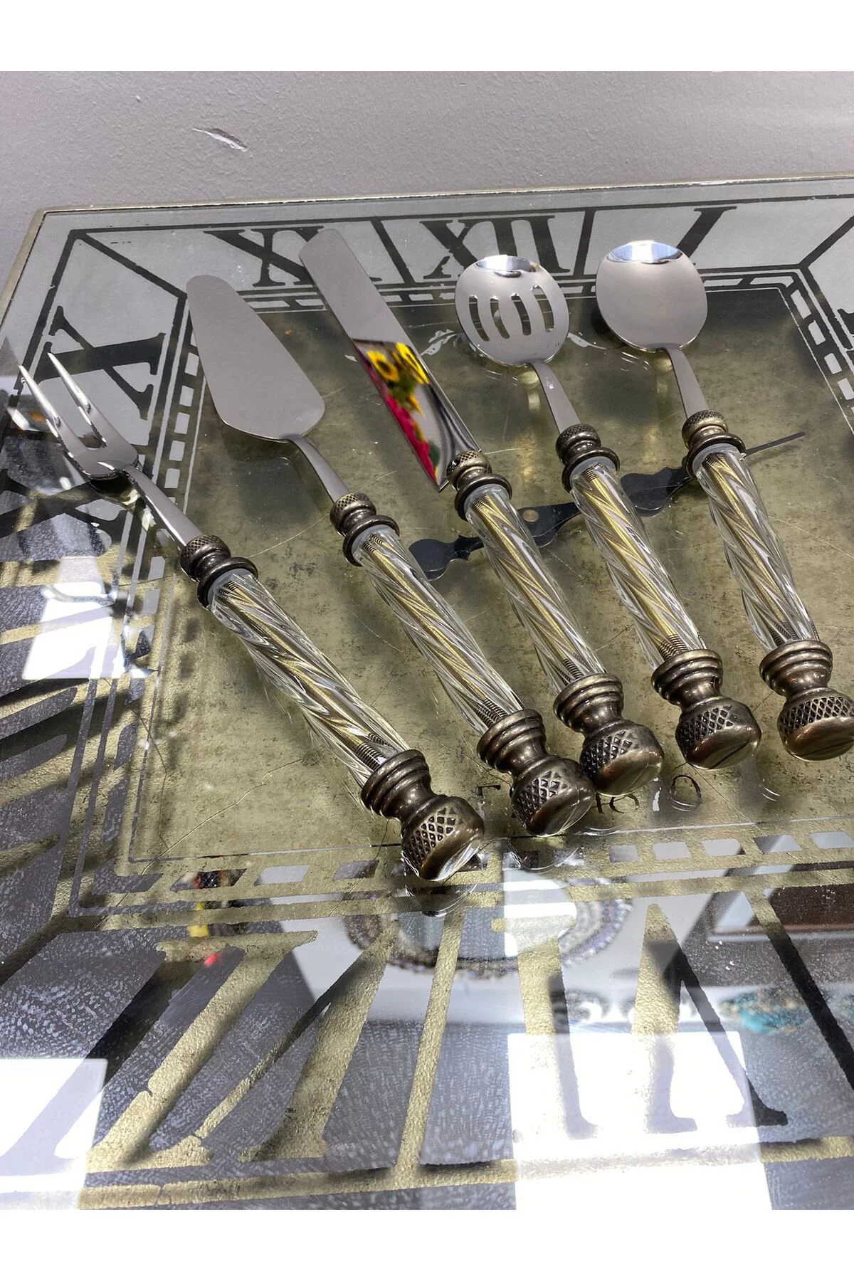 Akrilik Glass 5 Parça Servis Seti - Bronz