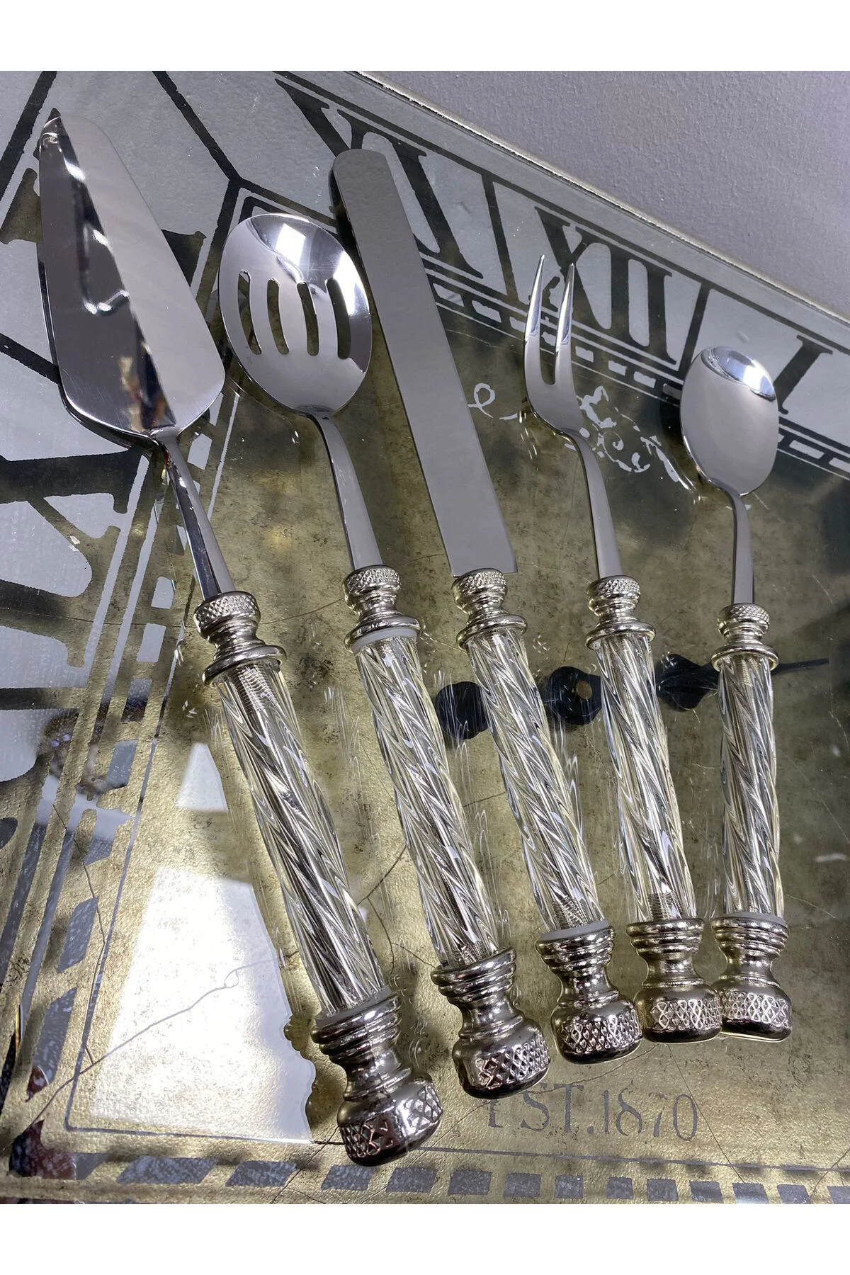 Akrilik Glass 5 Parça Servis Seti - Gümüş Akrilik Glass 5 Parça Servis Seti - Gümüş