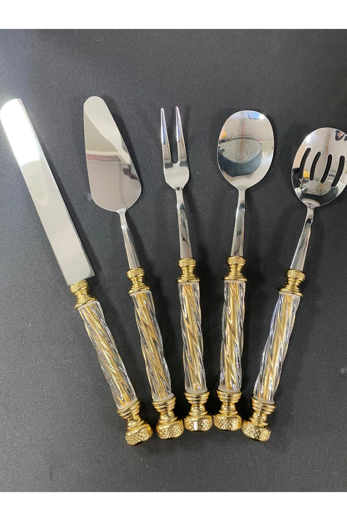Akrilik Glass 5 Parça Servis Seti - Gold