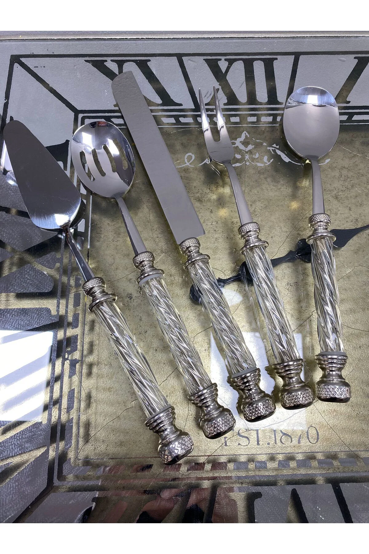 Akrilik Glass 5 Parça Servis Seti - Gümüş Akrilik Glass 5 Parça Servis Seti - Gümüş