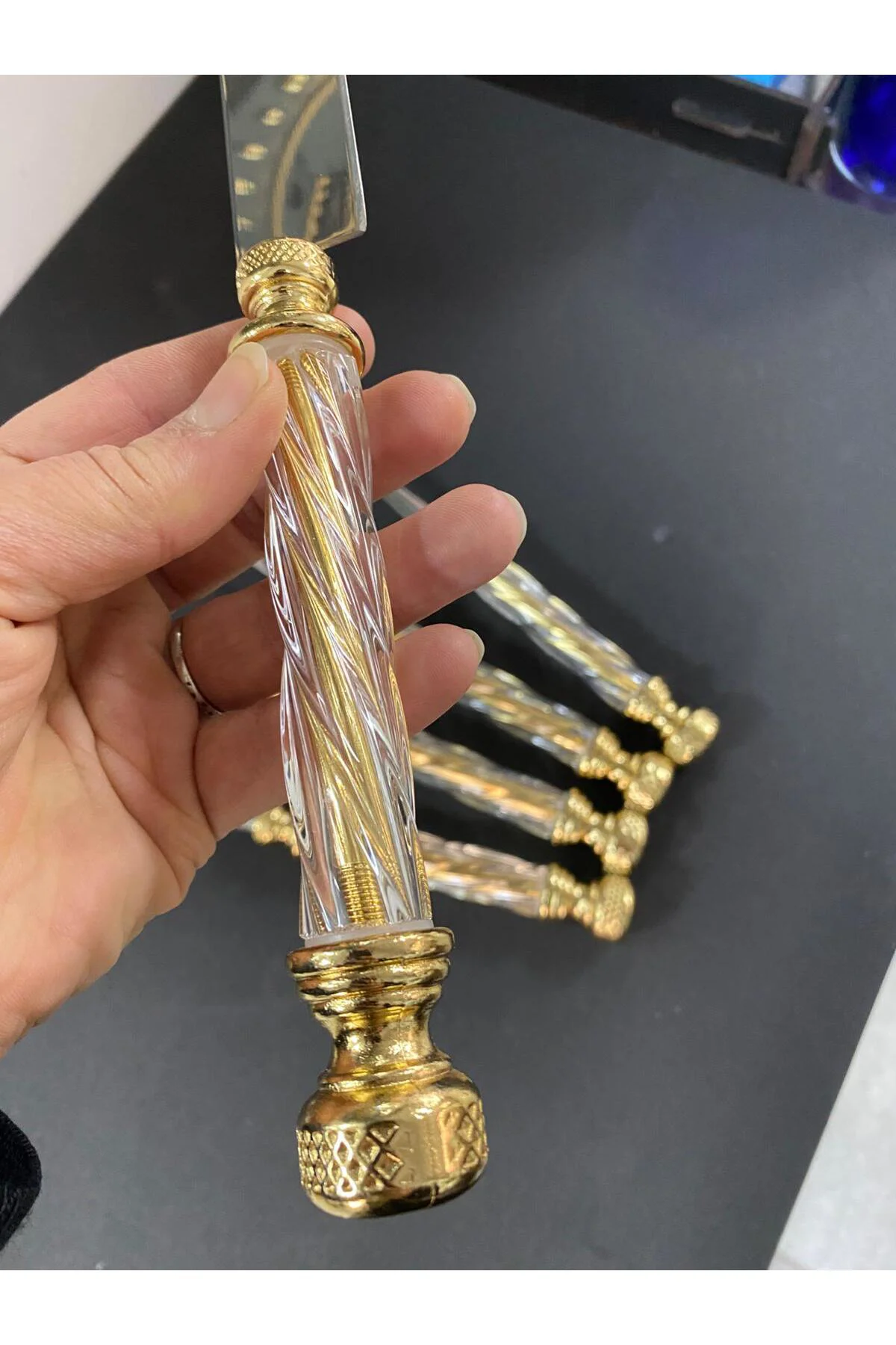 Akrilik Glass 5 Parça Servis Seti - Gold