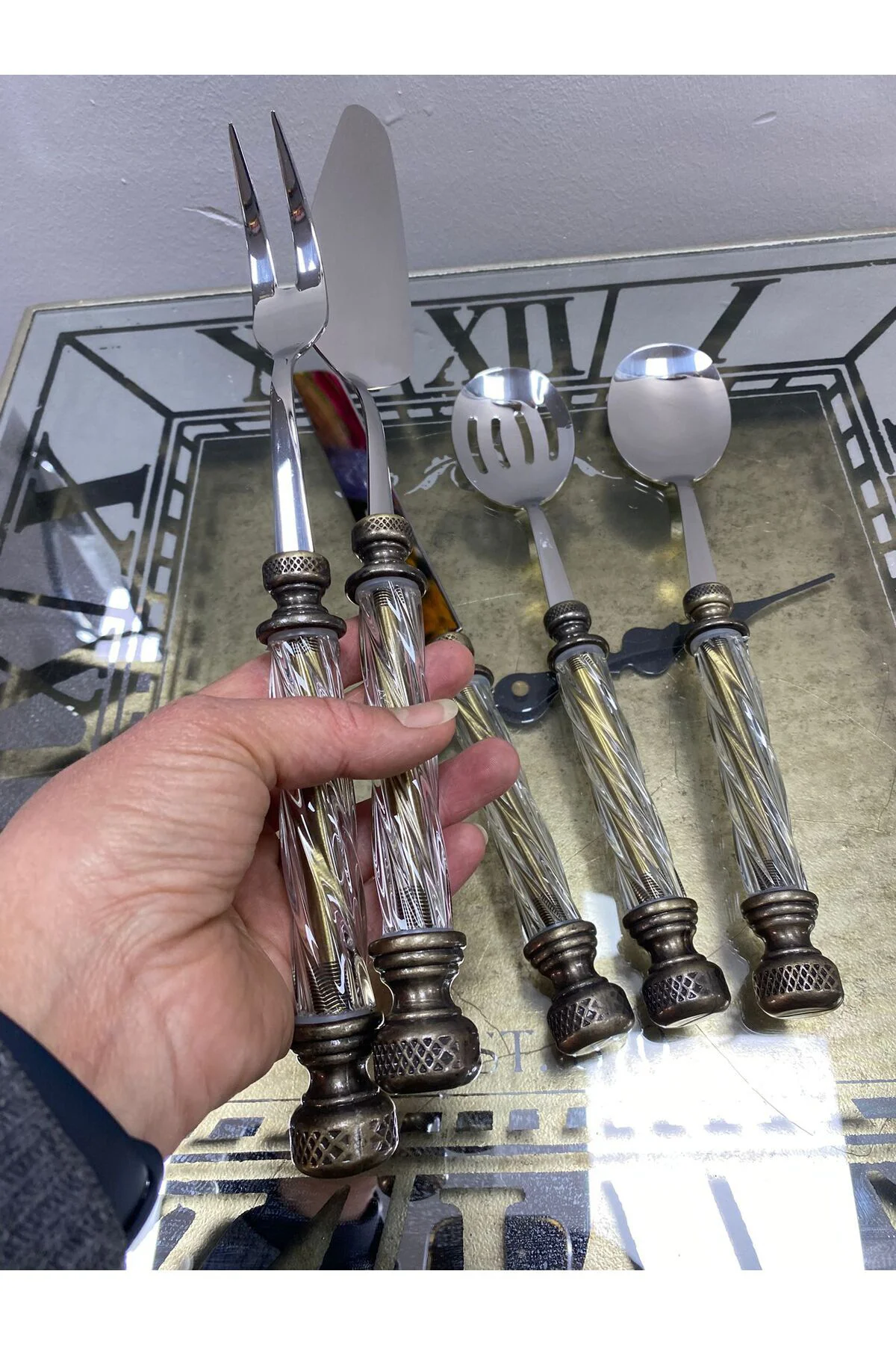 Akrilik Glass 5 Parça Servis Seti - Bronz