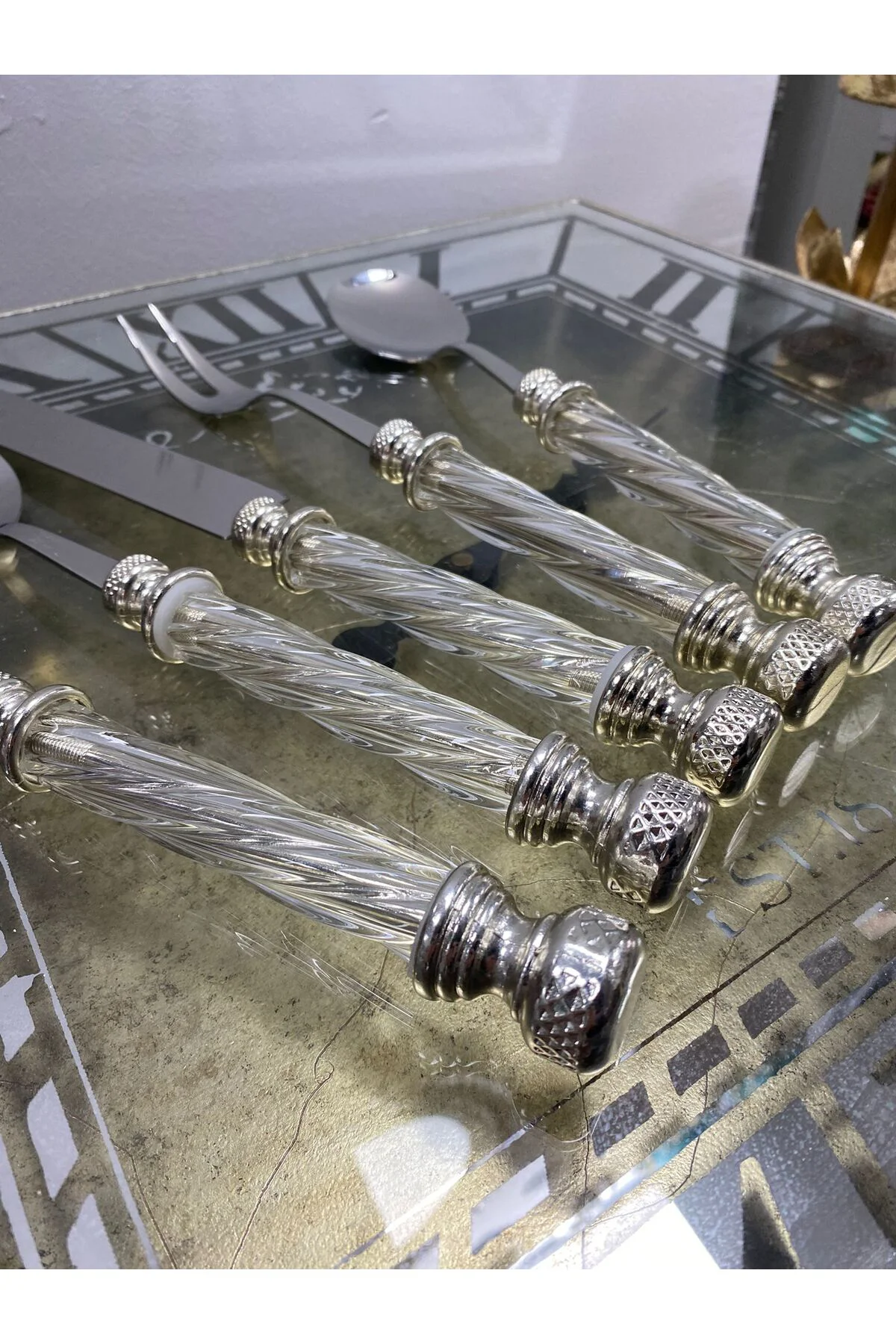 Akrilik Glass 5 Parça Servis Seti - Gümüş Akrilik Glass 5 Parça Servis Seti - Gümüş