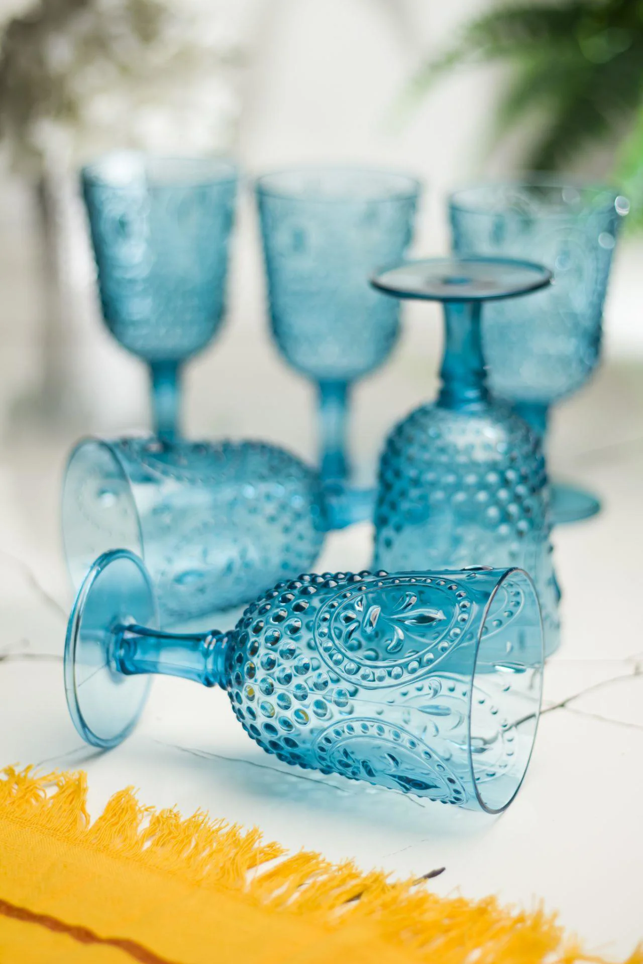 Akrilik Kadeh Takımı 6'lı - Kırılmaz Su & Kahve Bardağı 450 ml Aquamarin