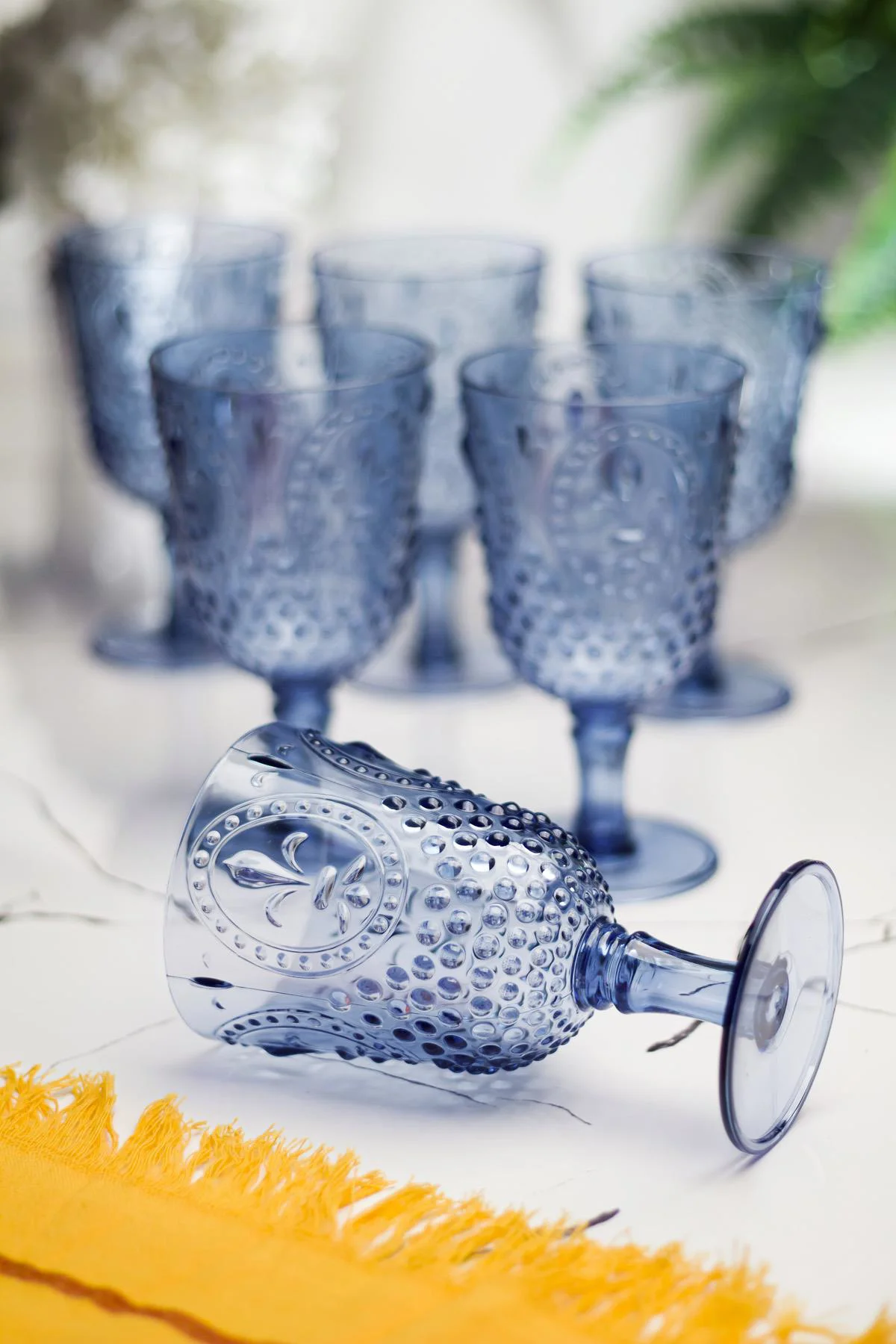 Akrilik Lacivert 6'lı Kadeh &amp; Su Meşrubat Kahve Yanı Bardağı 450 ml ( Cam Değildir ) Fiyatı, Yorumları ve Özellikleri