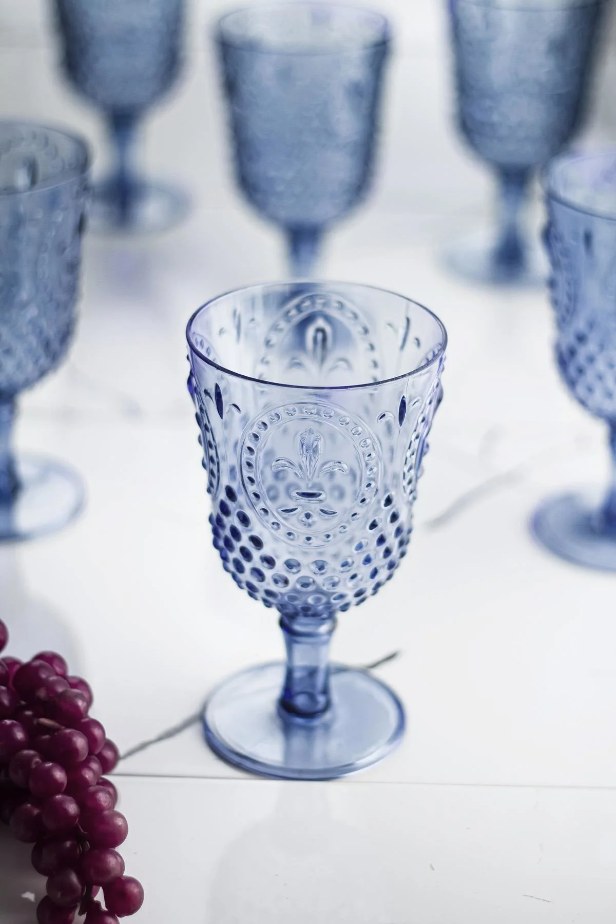 Akrilik Lacivert Tekli Kadeh &amp; Su Meşrubat Kahve Yanı Bardağı 450 ml ( Cam Değildir )