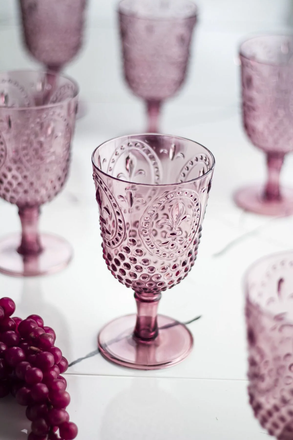 Akrilik Mürdüm 6'lı Kadeh & Su Meşrubat Kahve Yanı Bardağı 450 ml