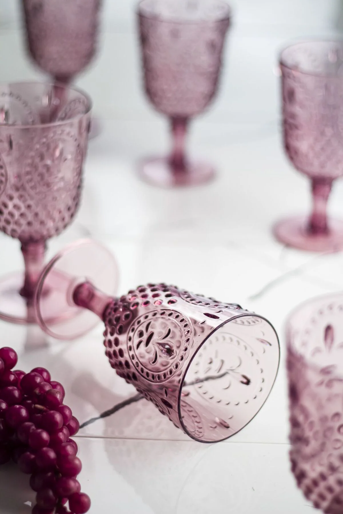 Akrilik Mürdüm 6'lı Kadeh & Su Meşrubat Kahve Yanı Bardağı 450 ml