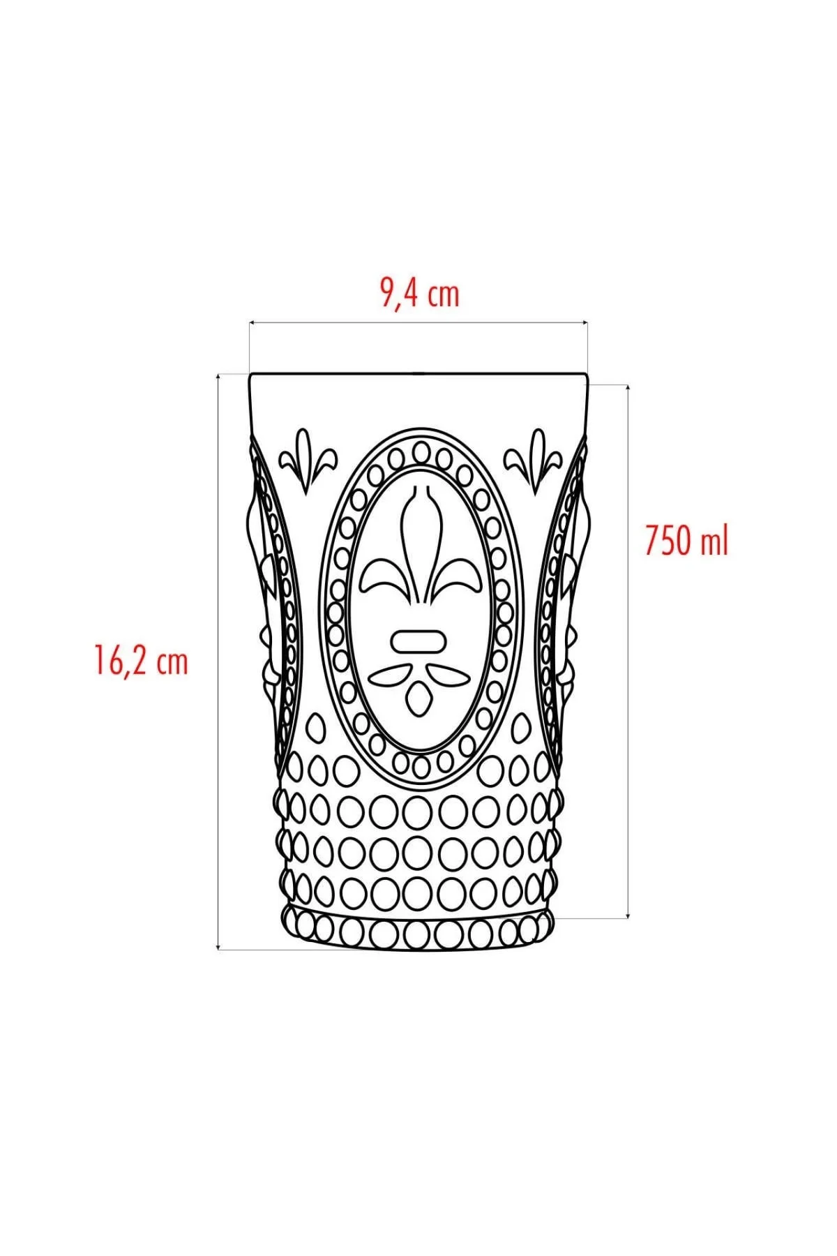 Akrilik Mürdüm 6'lı Uzun Bardak & Su Meşrubat Bardağı 750 ml