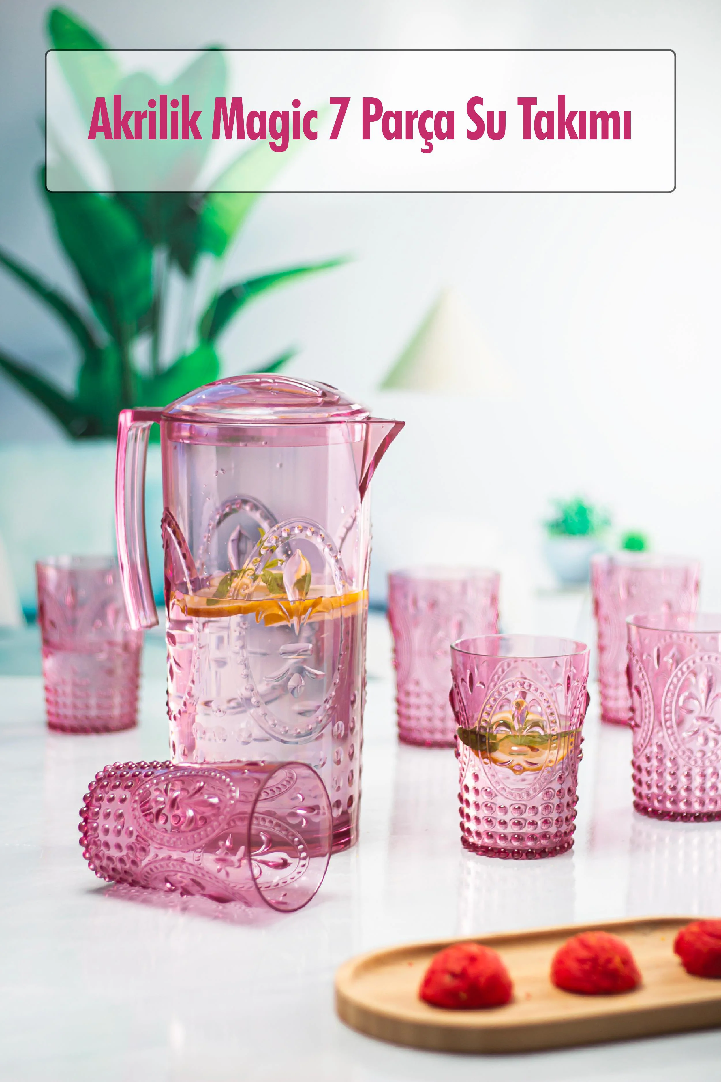 Akrilik Mürdüm Sürahi 2,3 lt Ve 6'lı & Su Meşrubat Kahve Yanı Bardağı 400 ml Seti ( Cam Değildir ) Akrilik Mürdüm Sürahi 2,3 lt Ve 6'lı & Su Meşrubat Kahve Yanı Bardağı 400 ml Seti ( Cam Değildir )