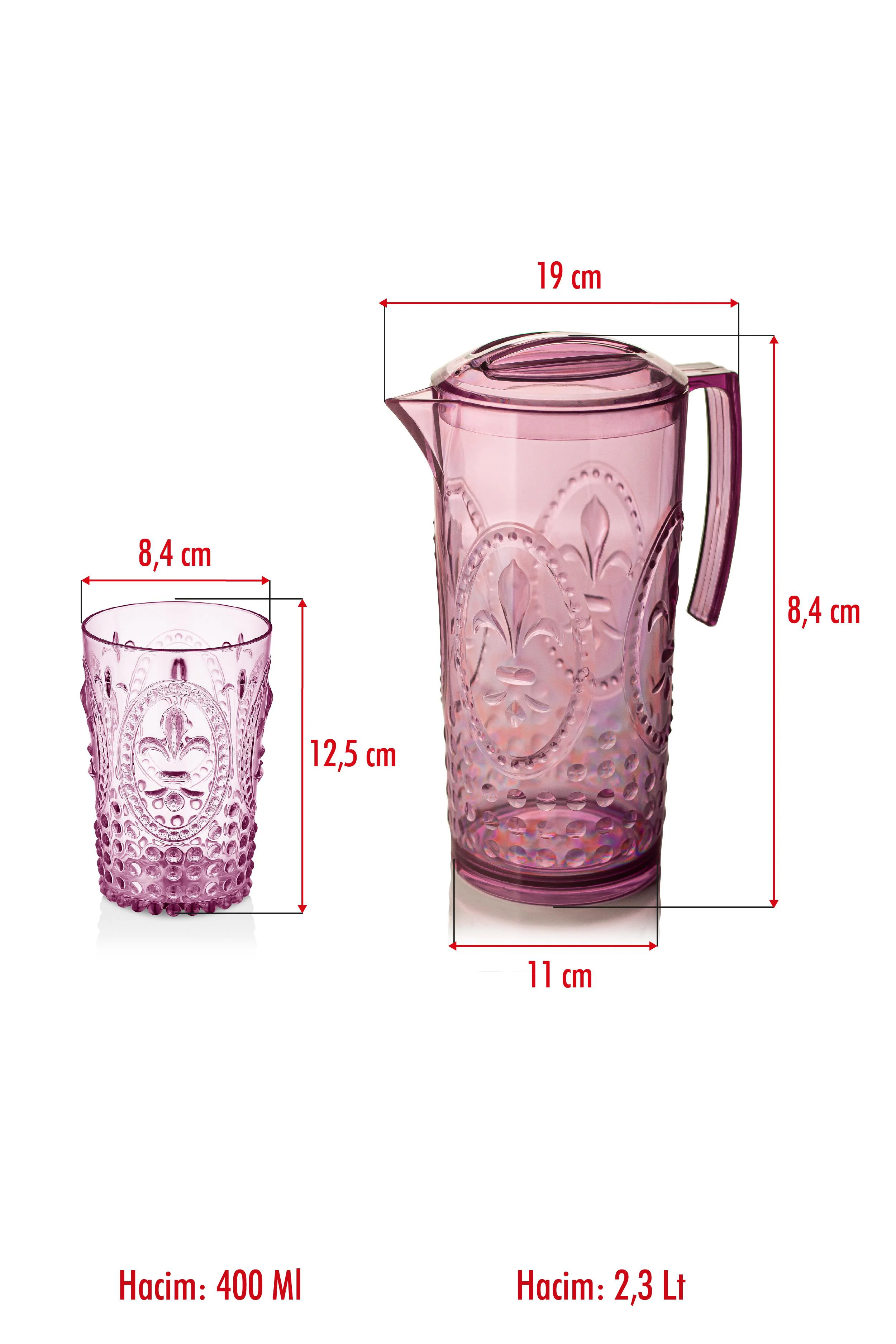 Akrilik Mürdüm Sürahi 2,3 lt Ve 6'lı & Su Meşrubat Kahve Yanı Bardağı 400 ml Seti ( Cam Değildir ) Akrilik Mürdüm Sürahi 2,3 lt Ve 6'lı & Su Meşrubat Kahve Yanı Bardağı 400 ml Seti ( Cam Değildir )