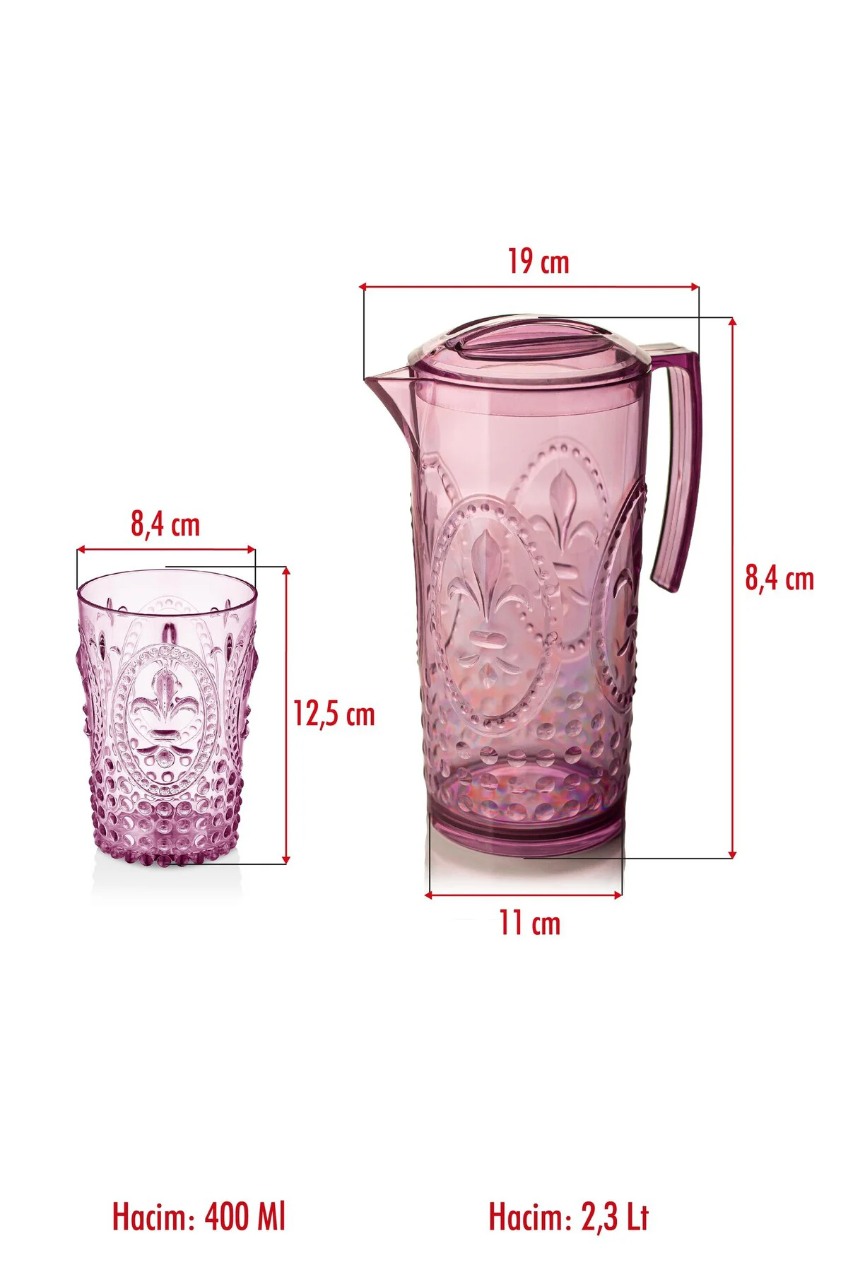 Akrilik Mürdüm Sürahi 2,3 lt Ve 6lı & Su Meşrubat Kahve Yanı Bard Akrilik Mürdüm Sürahi 2,3 lt Ve 6lı & Su Meşrubat Kahve Yanı Bard