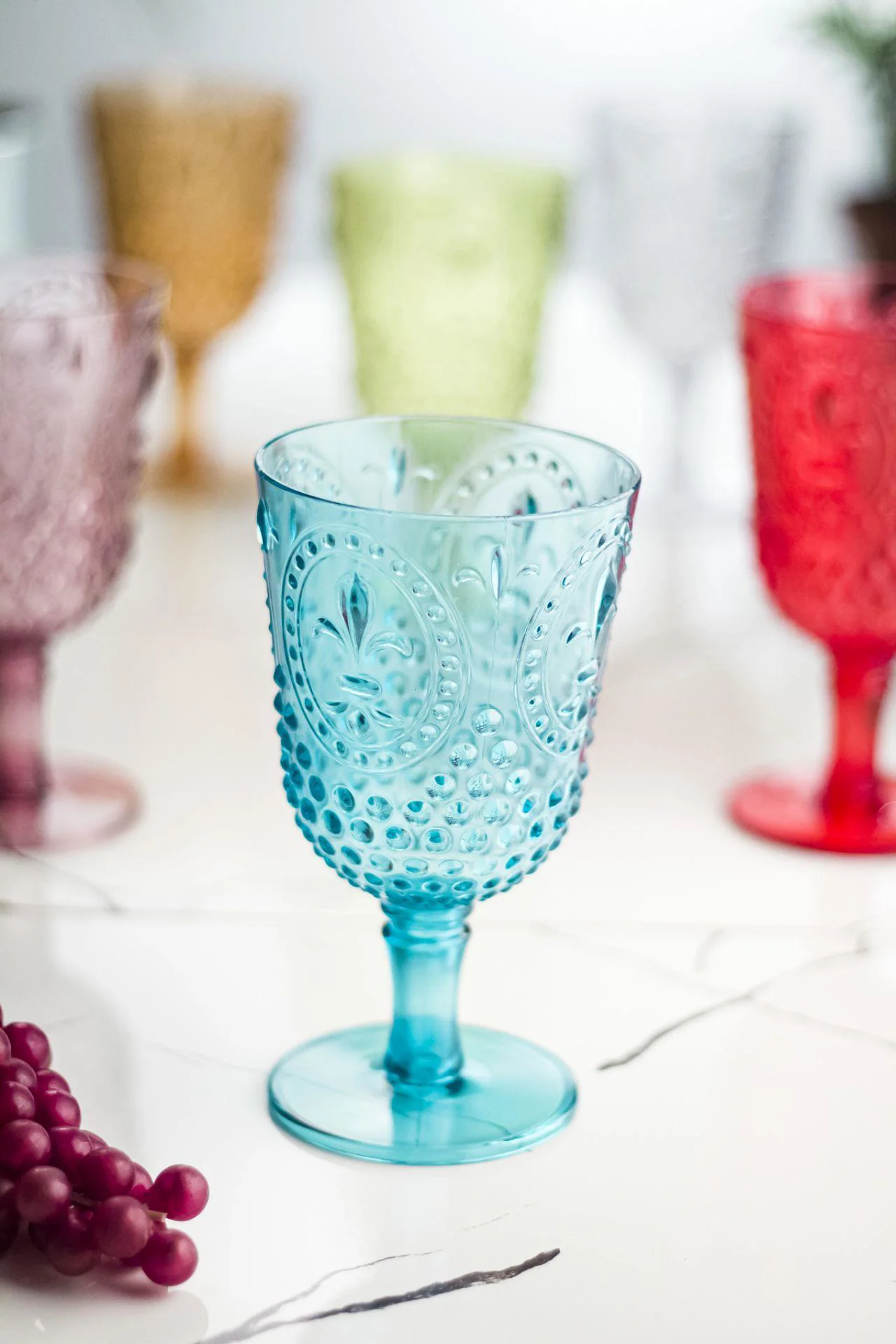 Akrilik Renkli 6'lı Kadeh & Su Meşrubat Kahve Yanı Bardağı 450 ml - Kırılmaya Dayanıklı
