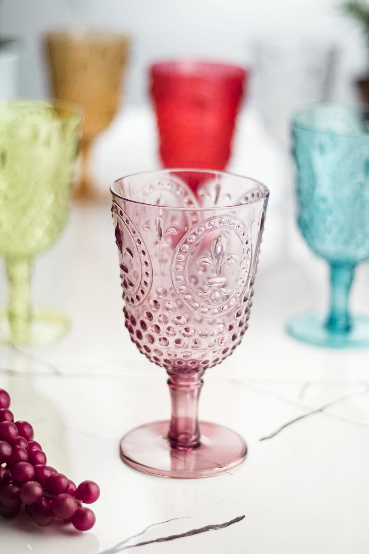 Akrilik Renkli 6'lı Kadeh & Su Meşrubat Kahve Yanı Bardağı 450 ml - Kırılmaya Dayanıklı