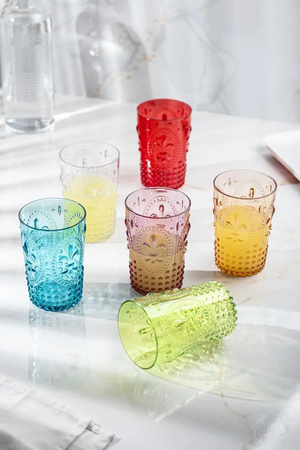 Akrilik Renkli 6'lı Kısa Bardak & Su Meşrubat Kahve Yanı Bardağı