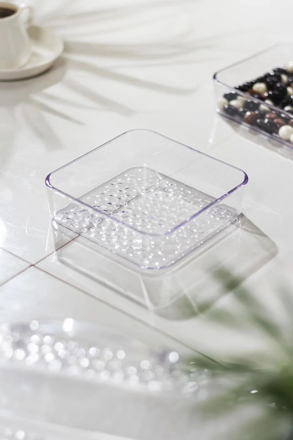 Akrilik Şeffaf 4'lü Tek Kapaklı Kahvaltılık & Sunumluk-2065-1