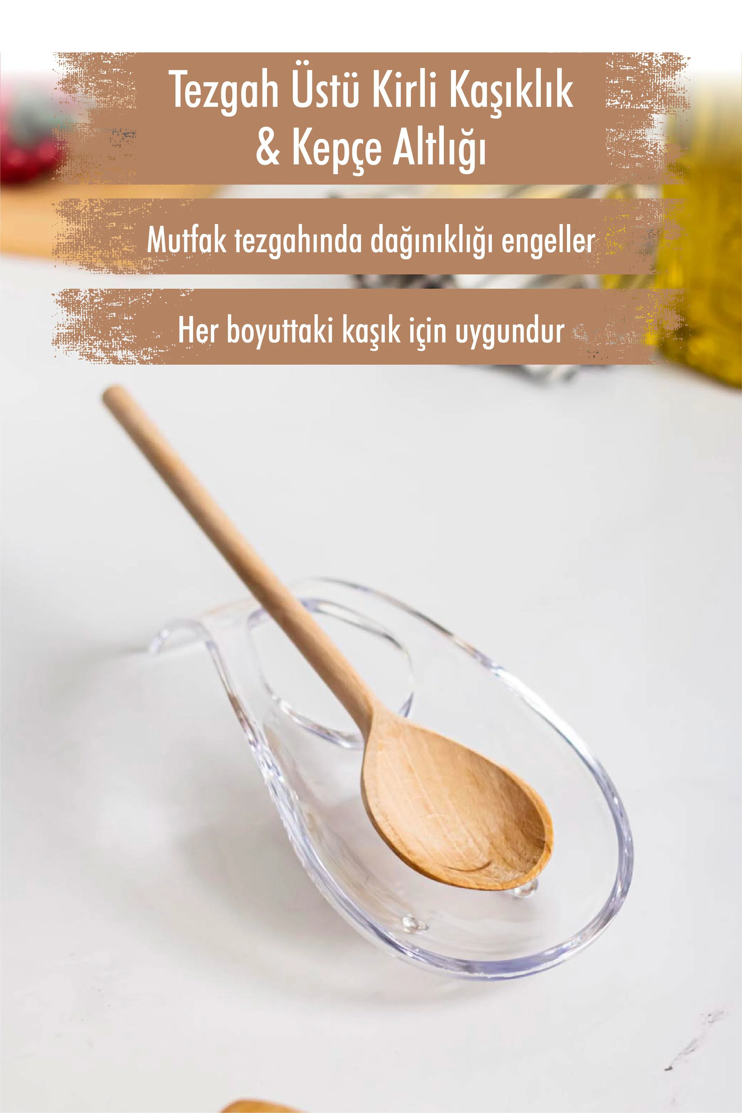 Akrilik Şeffaf Tezgah Üstü Kirli Kaşıklık & Kepçe Altlığı - Mutfakta Düzeni Sağla