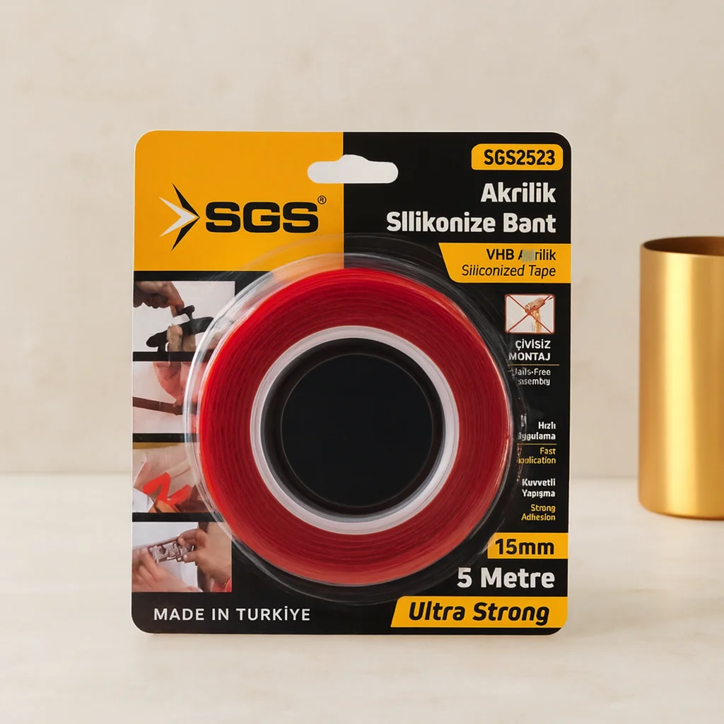Akrilik Silikonize Çift Taraflı Bant (VHB) 15mm x 5yd Fiyatı, Yorumları ve Özellikleri
