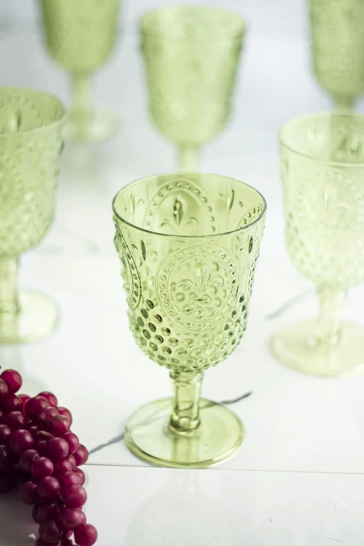 Akrilik Yeşil 6'lı Kadeh & Su Meşrubat Kahve Yanı Bardağı 450 ml 