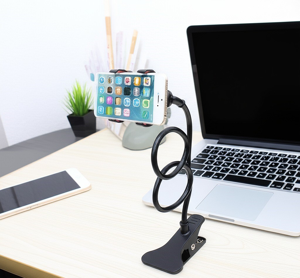 Akrobat Telefon Tutucu 60cm Spiral Gövdeli, 360° Oynar Başlıklı,A