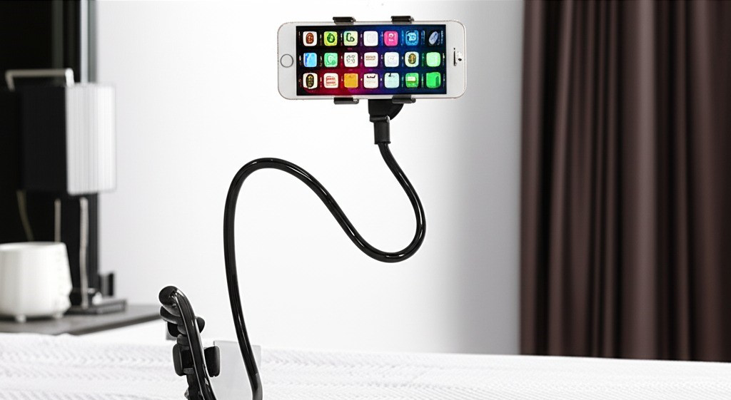 Akrobat Telefon Tutucu 60cm Spiral Gövdeli, 360° Oynar Başlıklı,A